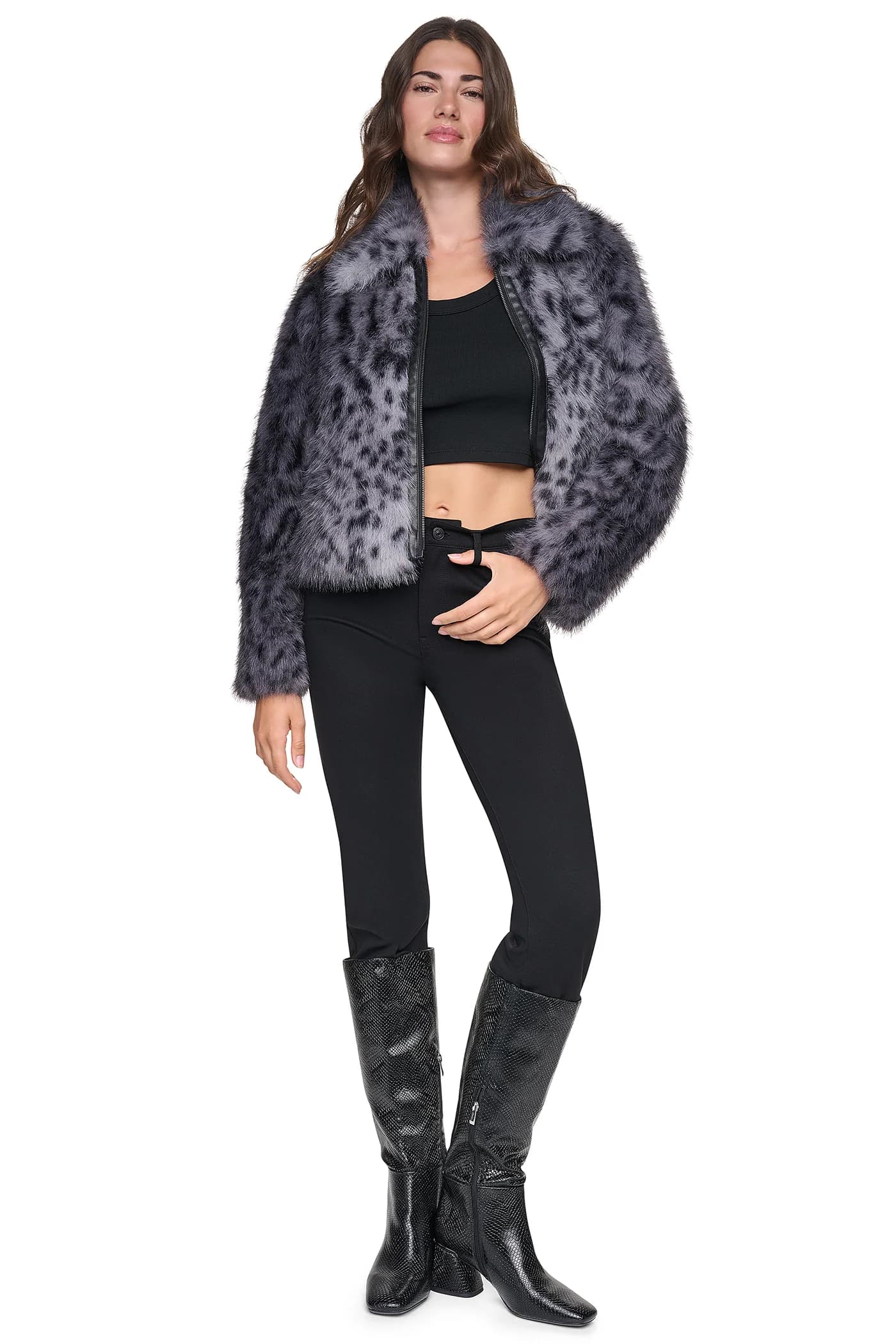 FAUX FUR ANIMAL PRINT JACKET angle 10