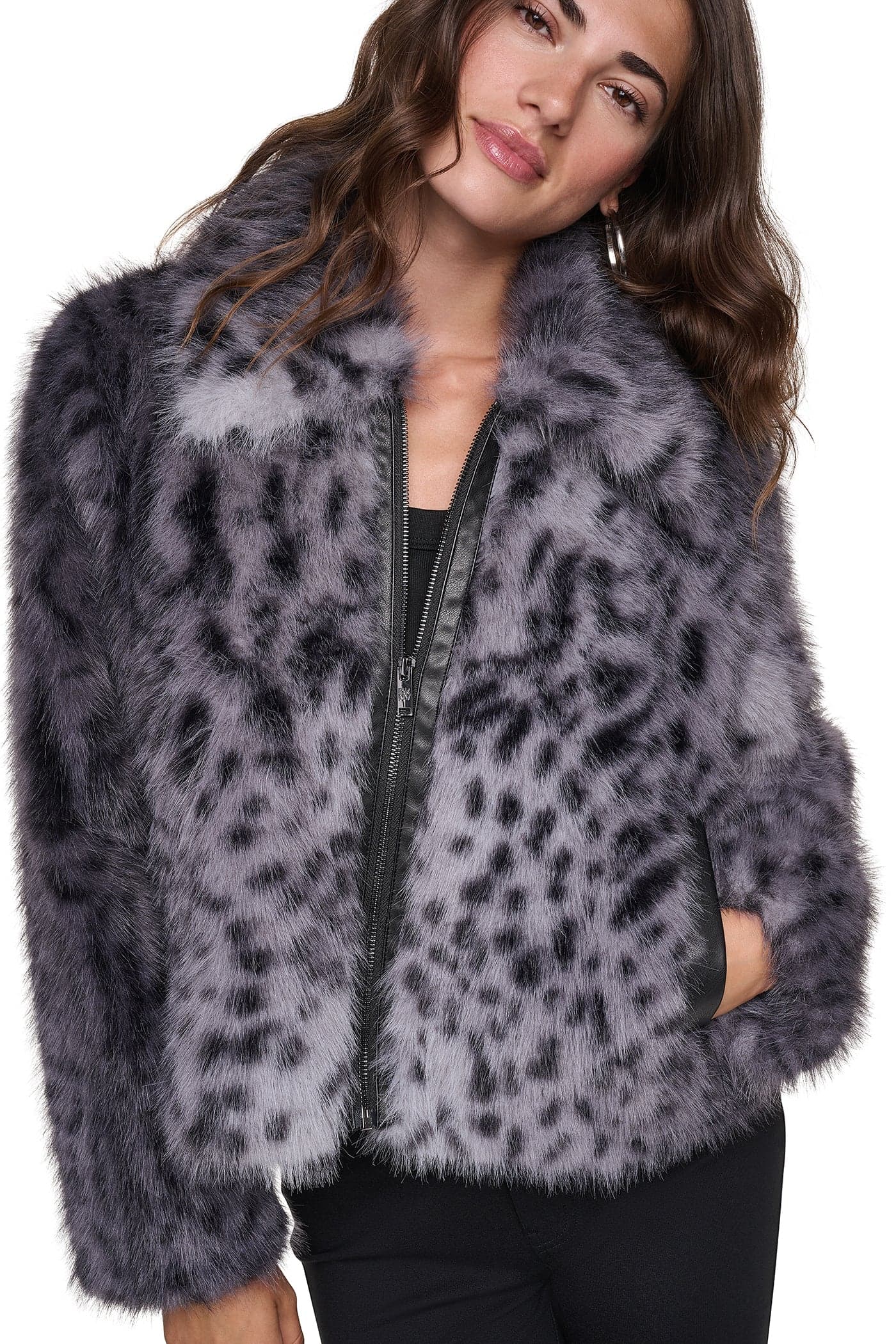 FAUX FUR ANIMAL PRINT JACKET angle 7