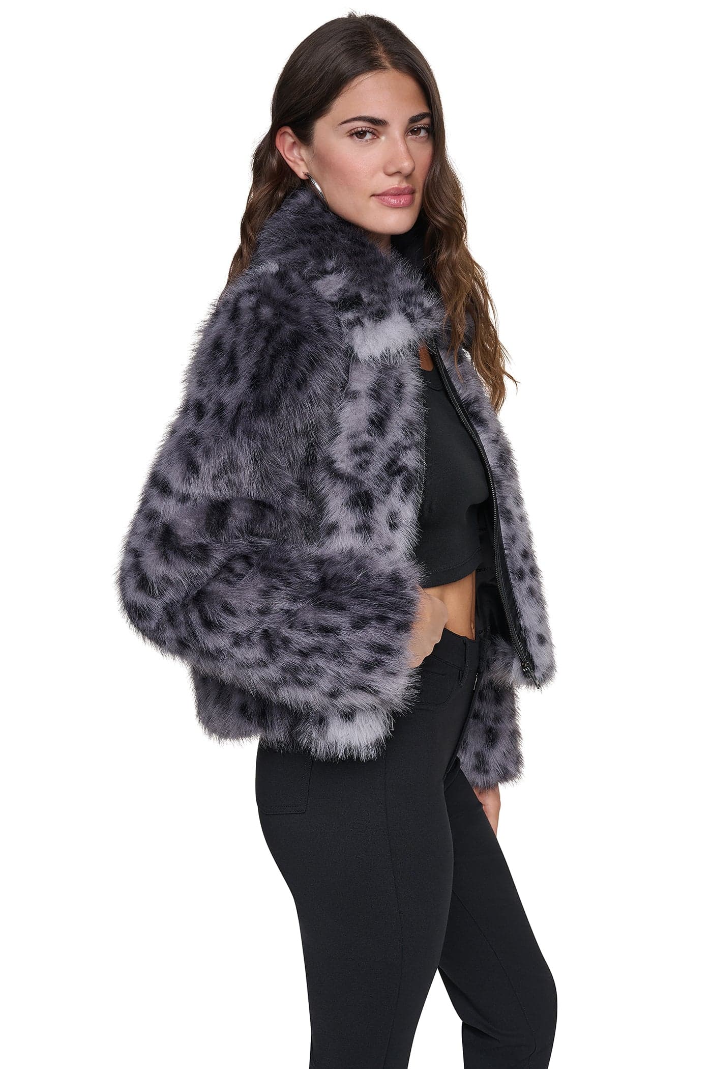FAUX FUR ANIMAL PRINT JACKET angle 4