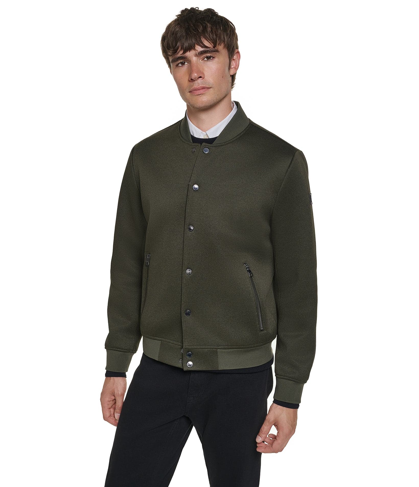 TEXTURED BOMBER JACKET in Olive