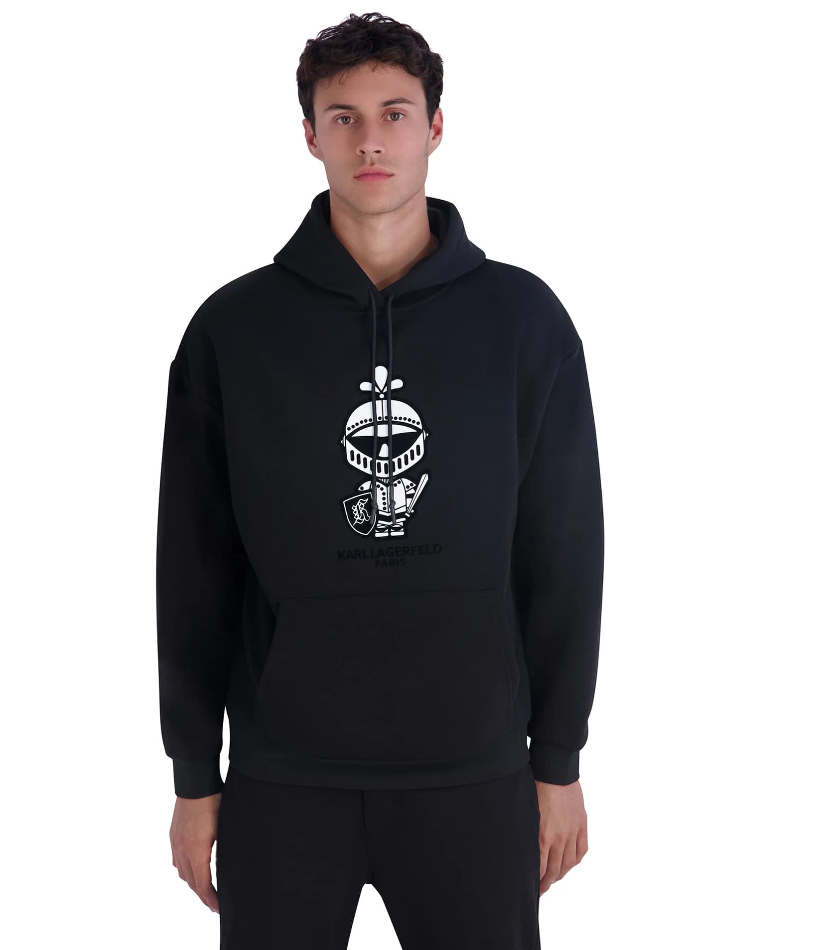 FLEECE KARL ARMOR HOODIE in Black