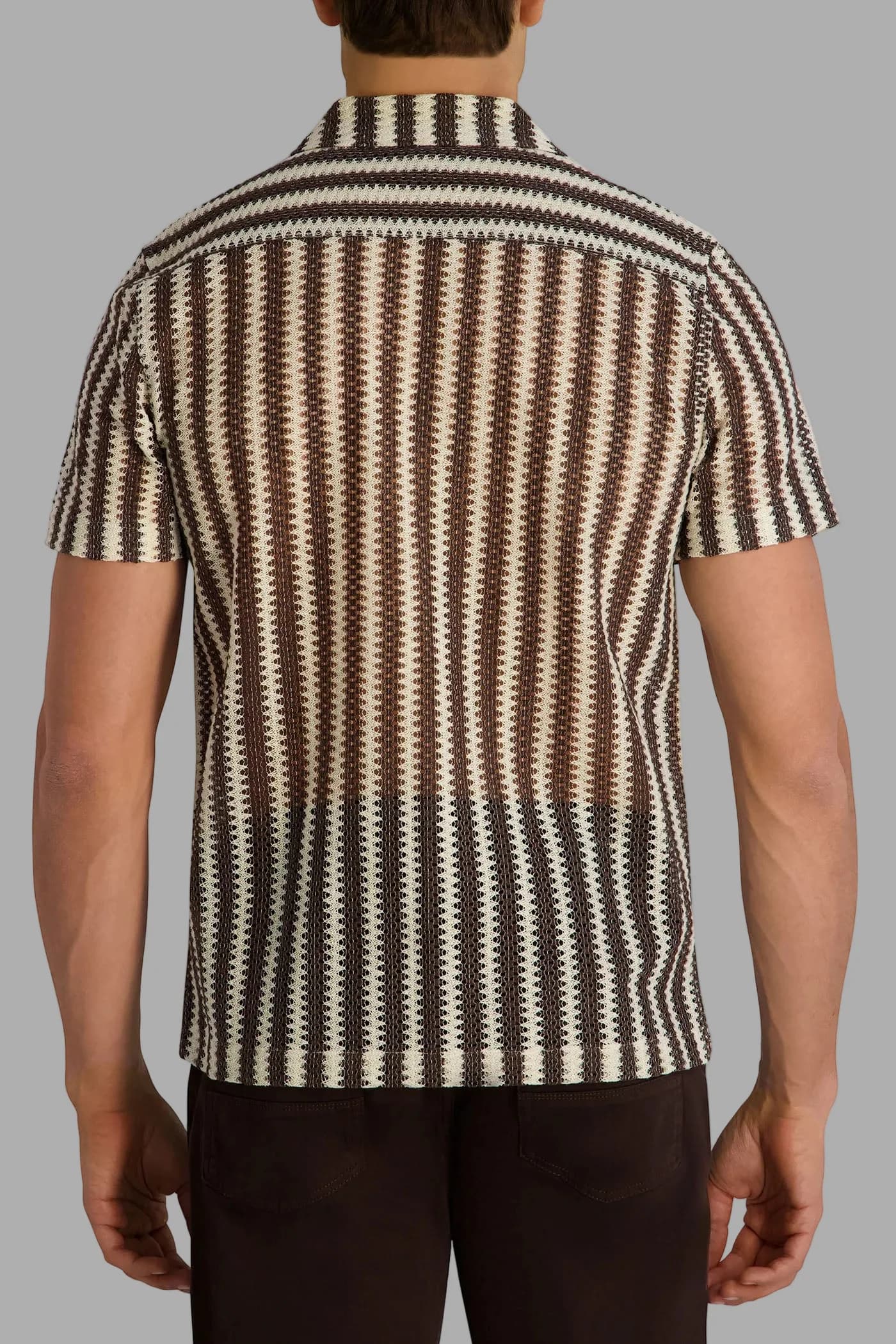 TEXTURED STRIPE CAMP COLLAR SHIRT angle 2