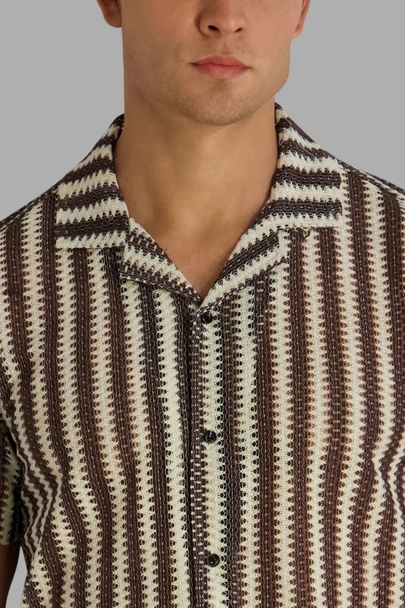TEXTURED STRIPE CAMP COLLAR SHIRT angle 5