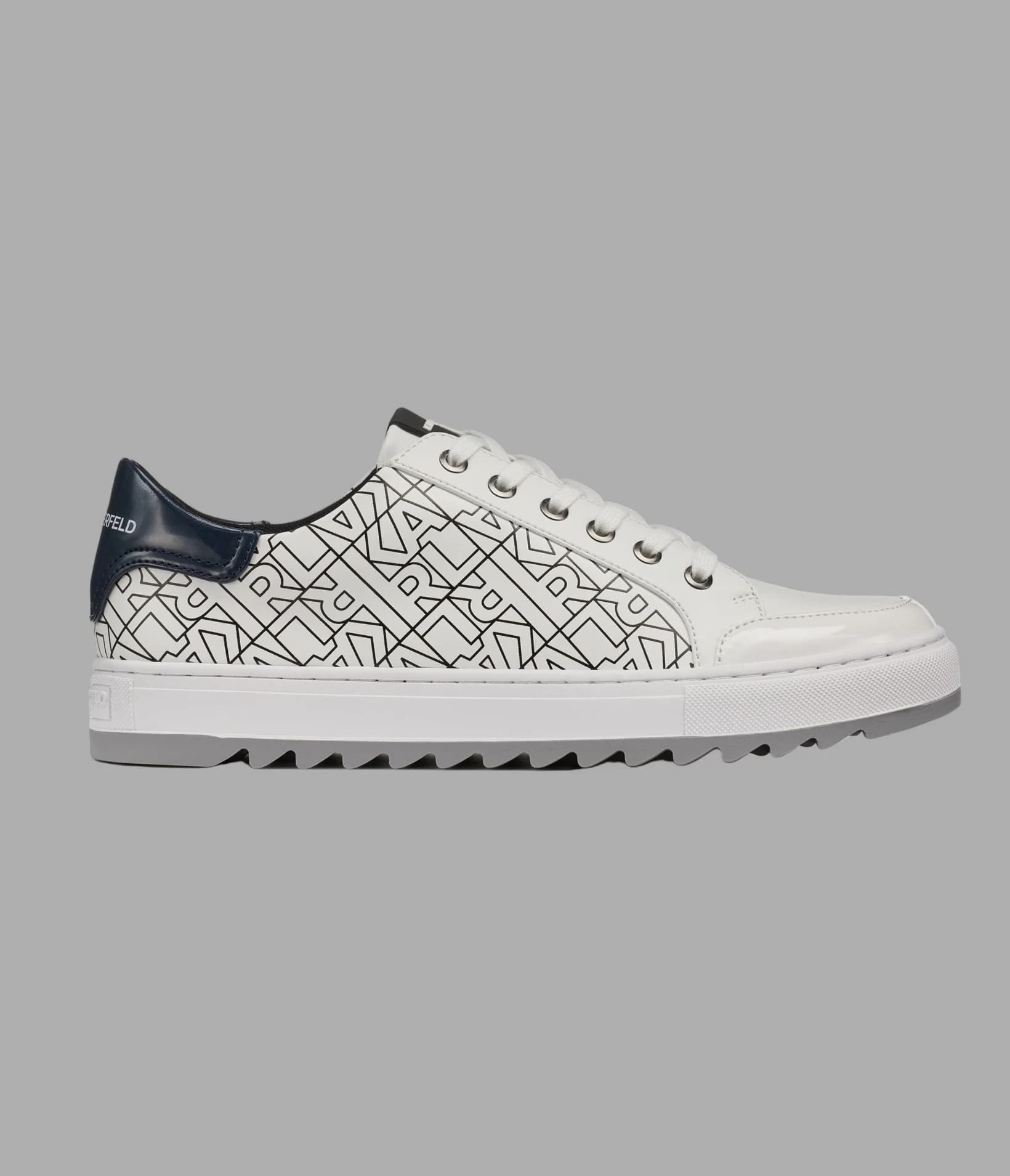 LEATHER SNEAKER WITH PATENT DETAILING AND SIDE LOGO in White