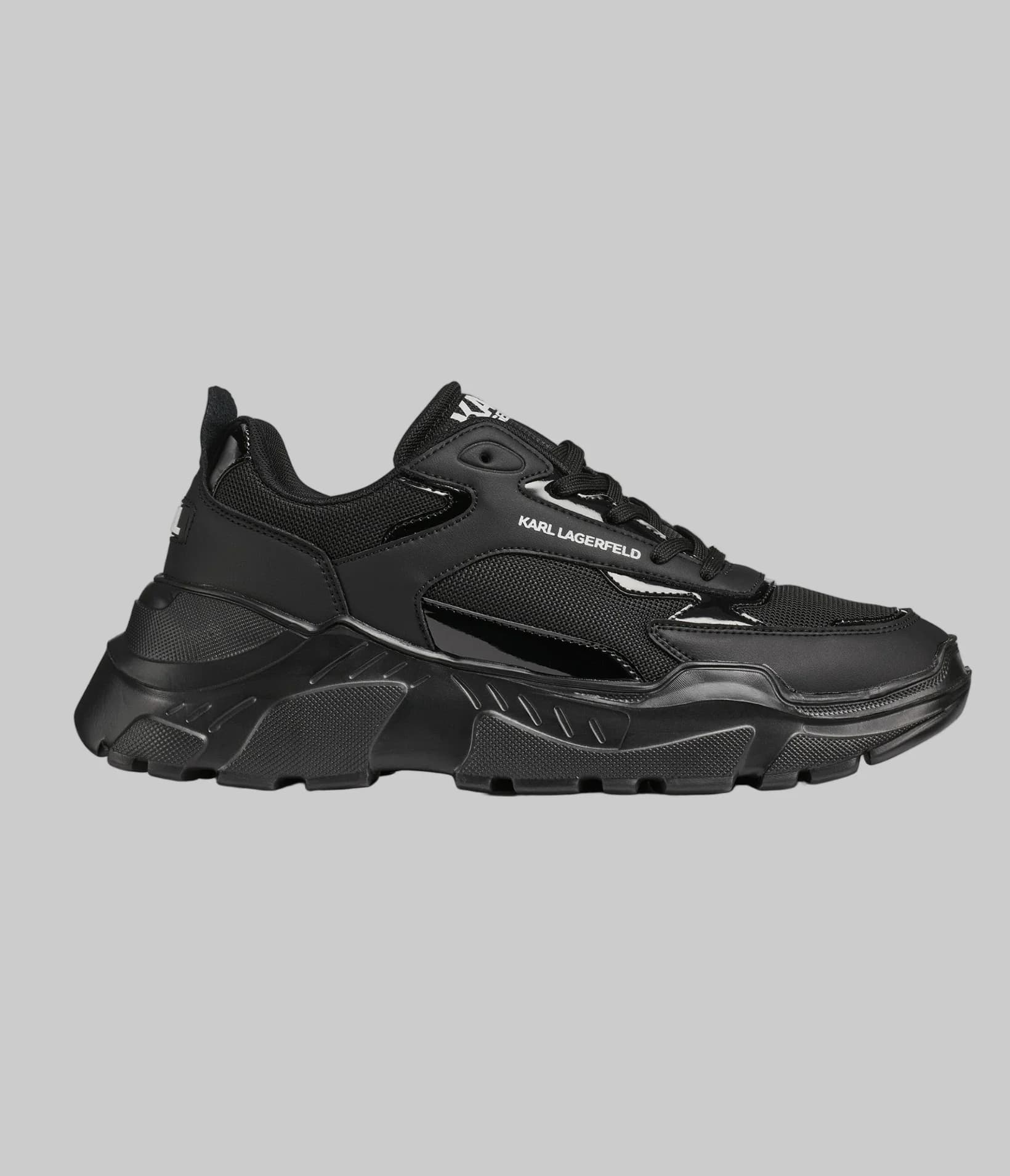 MIXED MEDIA RACER SNEAKER in Black