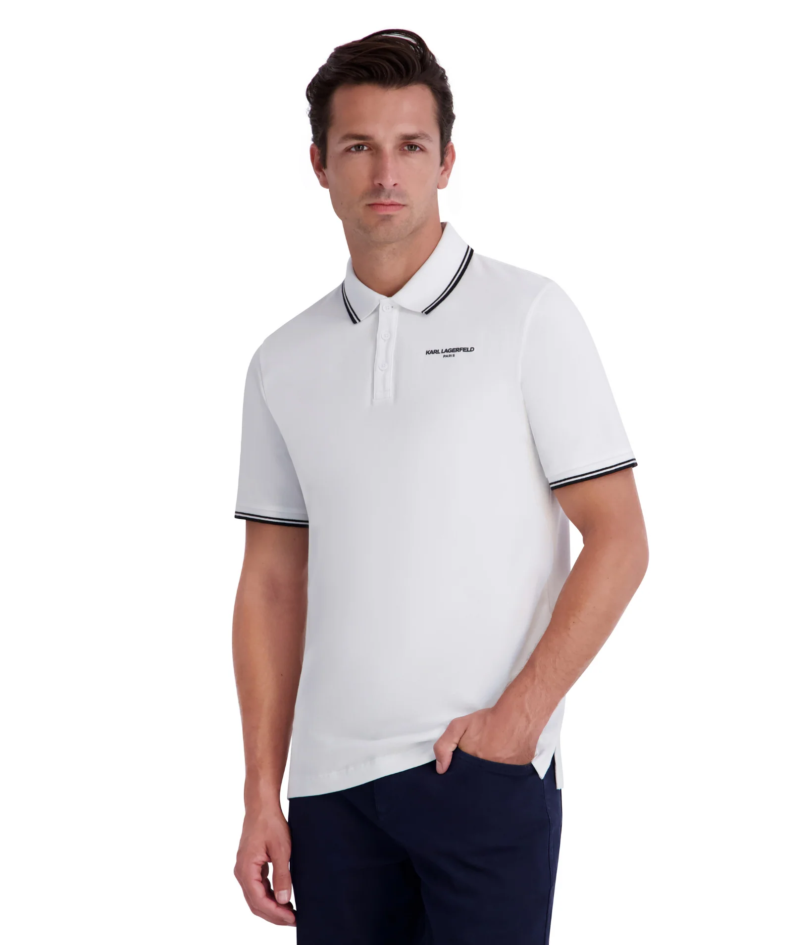 KARL SIGNATURE PIQUÉ POLO in White