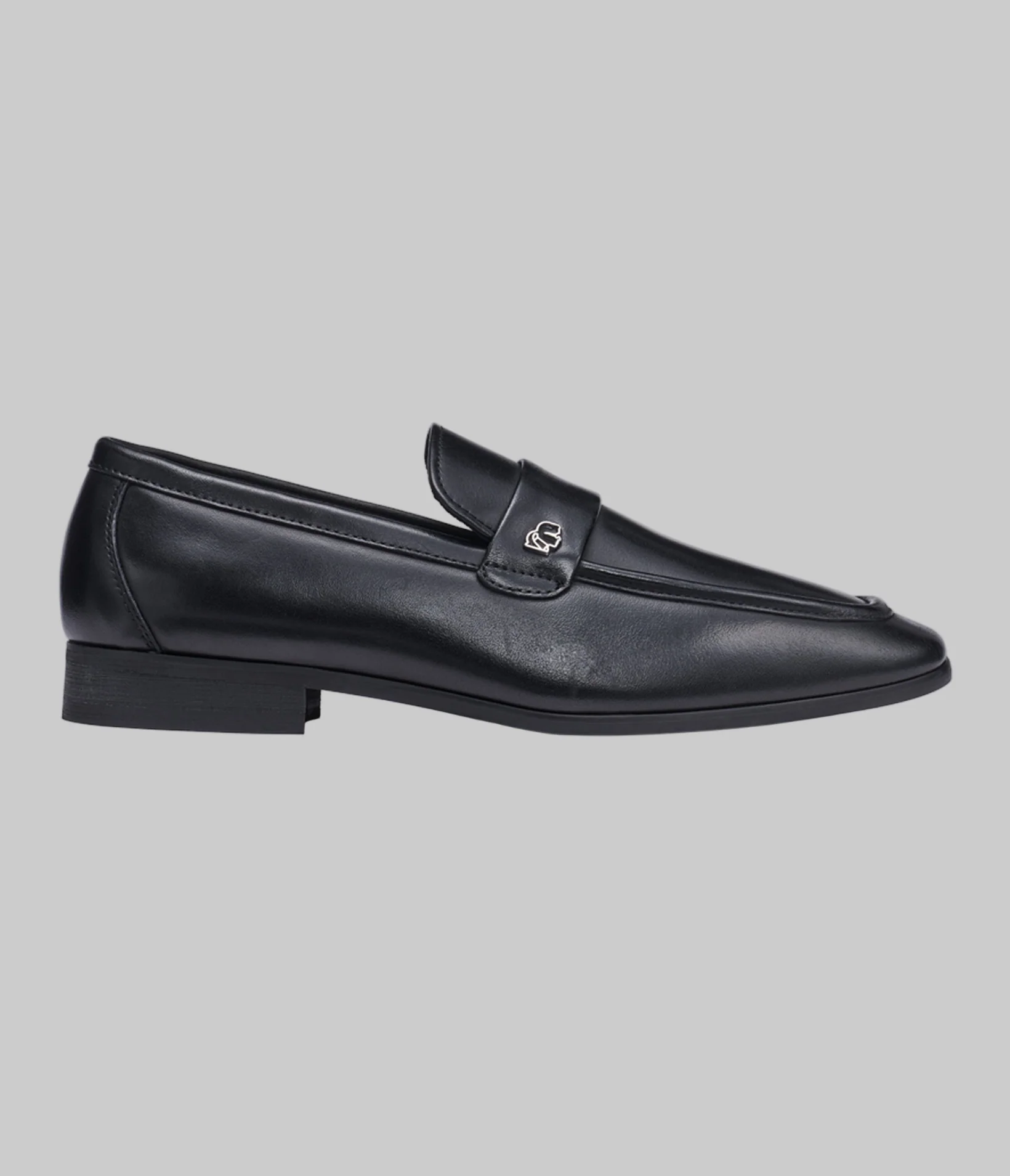 LEATHER BANDED LOAFER WITH KARL HEAD in Black