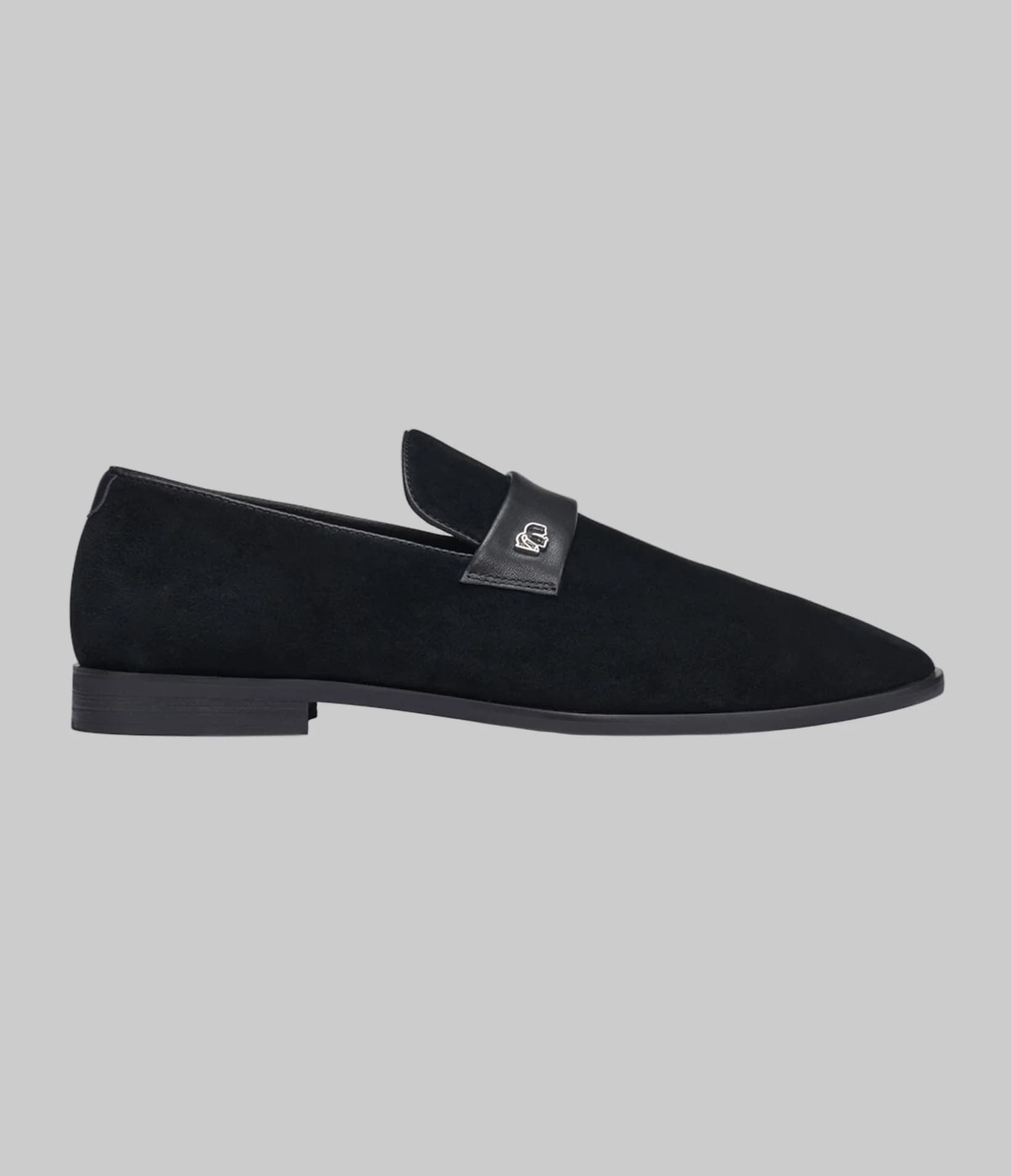 SUEDE EVENING LOAFER WITH LEATHER BAND in Black