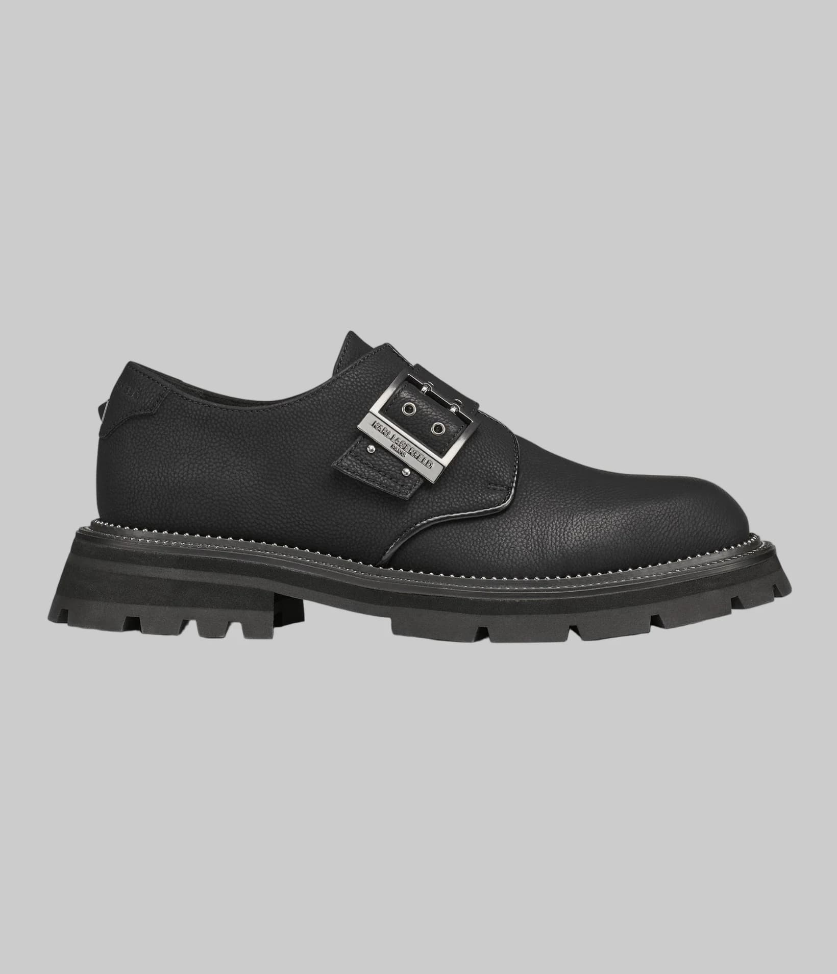 Nubuck Leather Monk Strap Oxford Shoe in Black