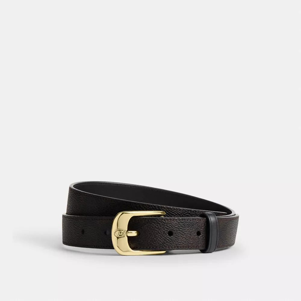 C Harness Buckle Belt, 25MM in Gold/Walnut Black
