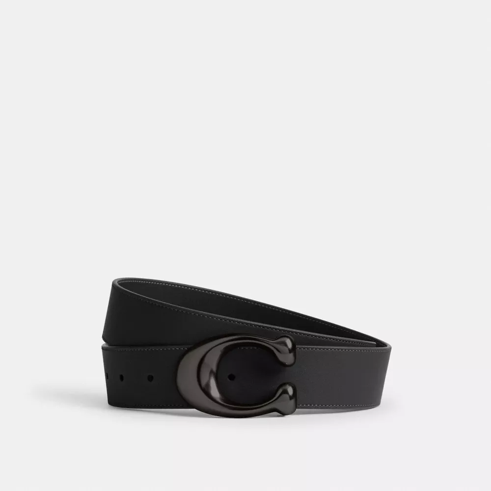 Sculpted C Buckle Reversible Belt, 38MM in Black/Black