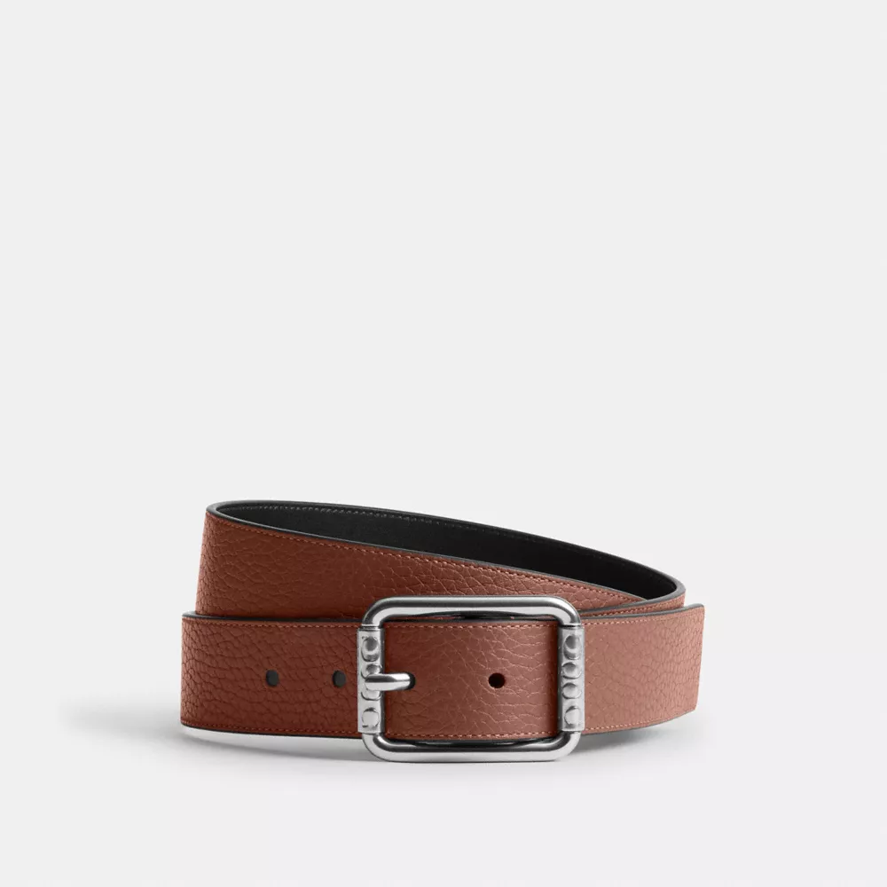 Double Roller Buckle Belt, 35MM in Redwood