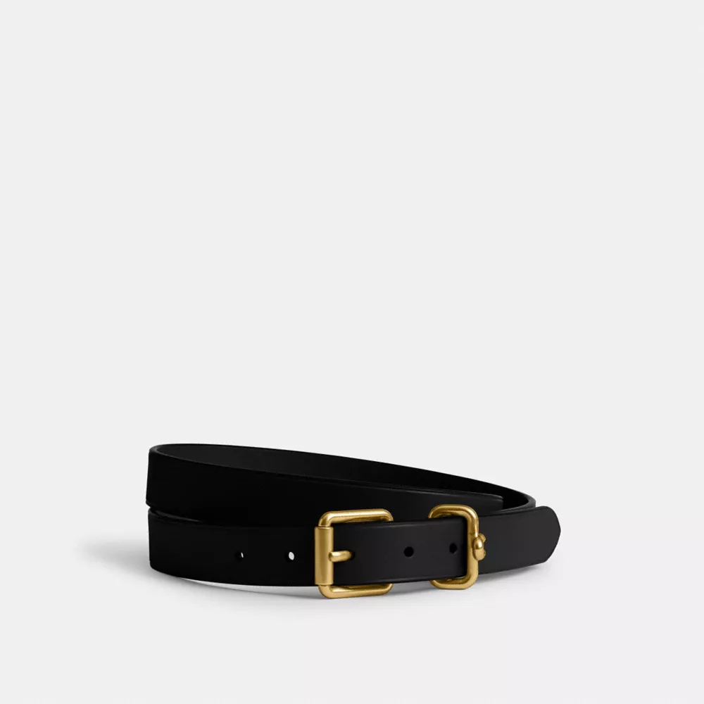 Roller Buckle Belt, 25MM in Brass/Black