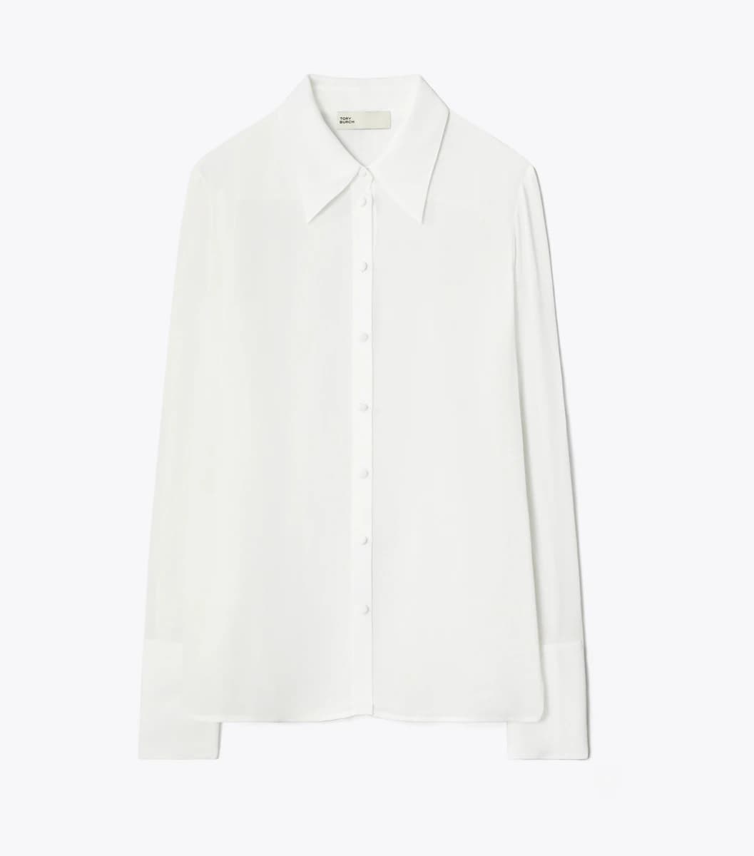 Cuffed Viscose Shirt in Marshmallow