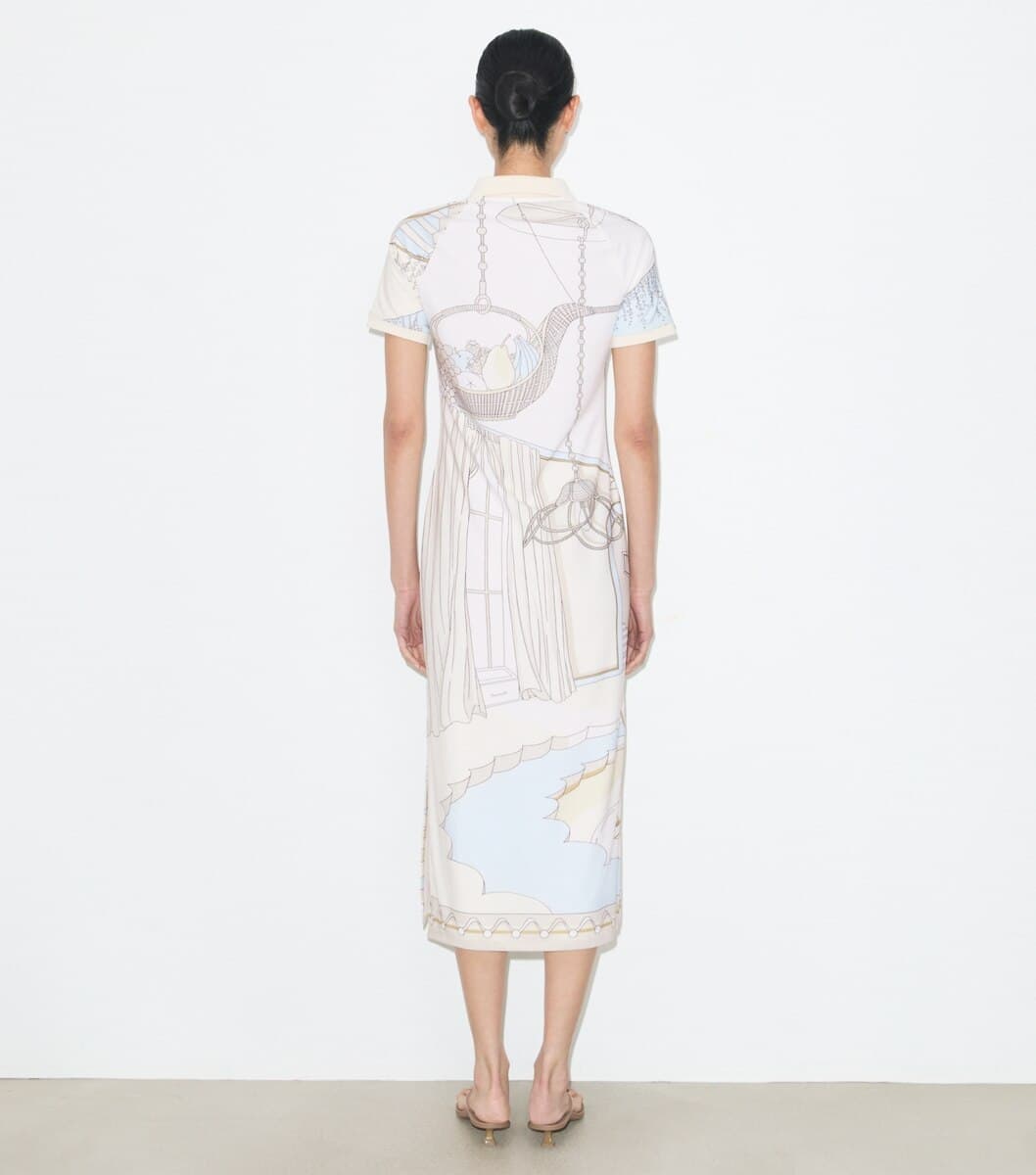 Printed Mesh Polo Dress angle 3