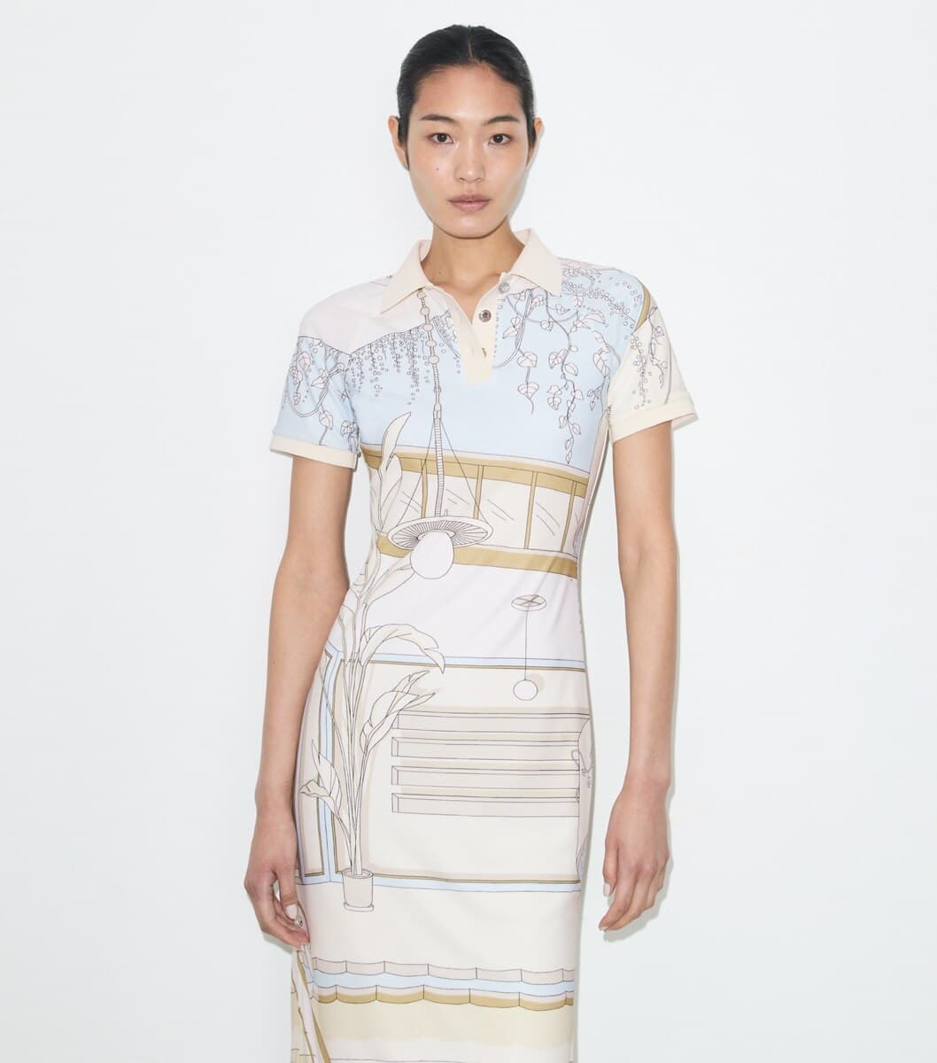 Printed Mesh Polo Dress angle 5