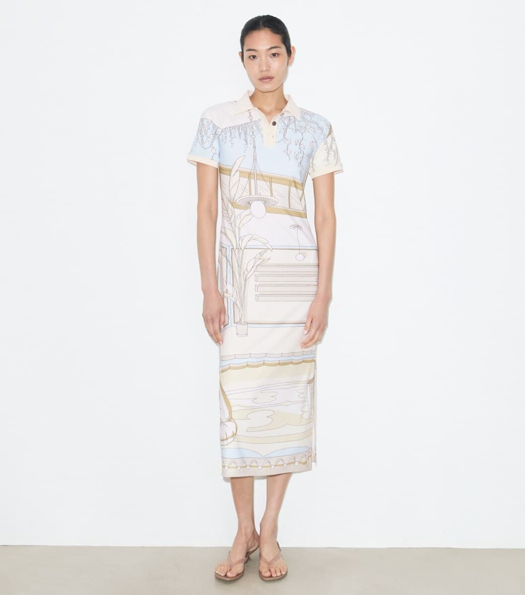 Printed Mesh Polo Dress angle 2