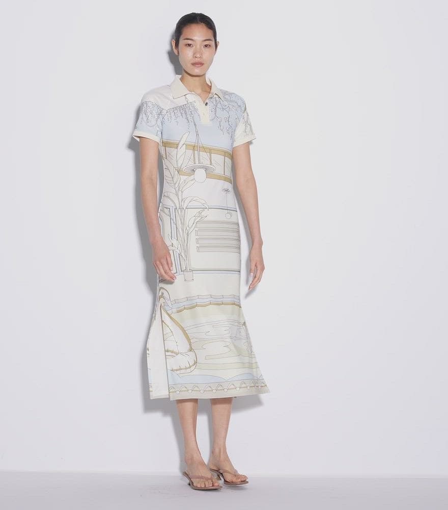 Printed Mesh Polo Dress angle 4