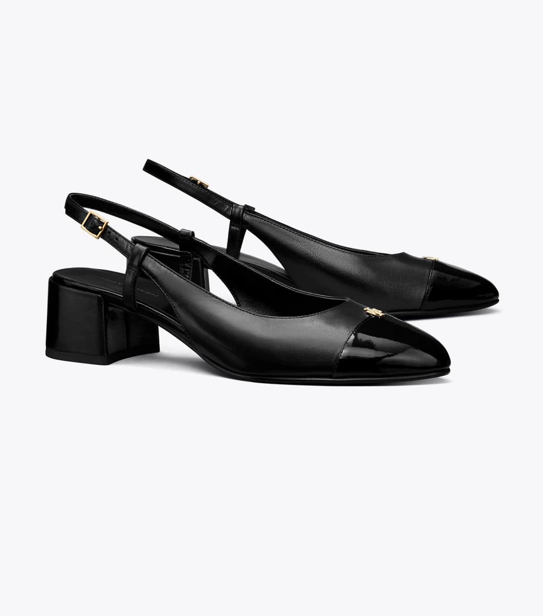 Cap-Toe Slingback in PERFECT BLACK / PERFECT BLACK