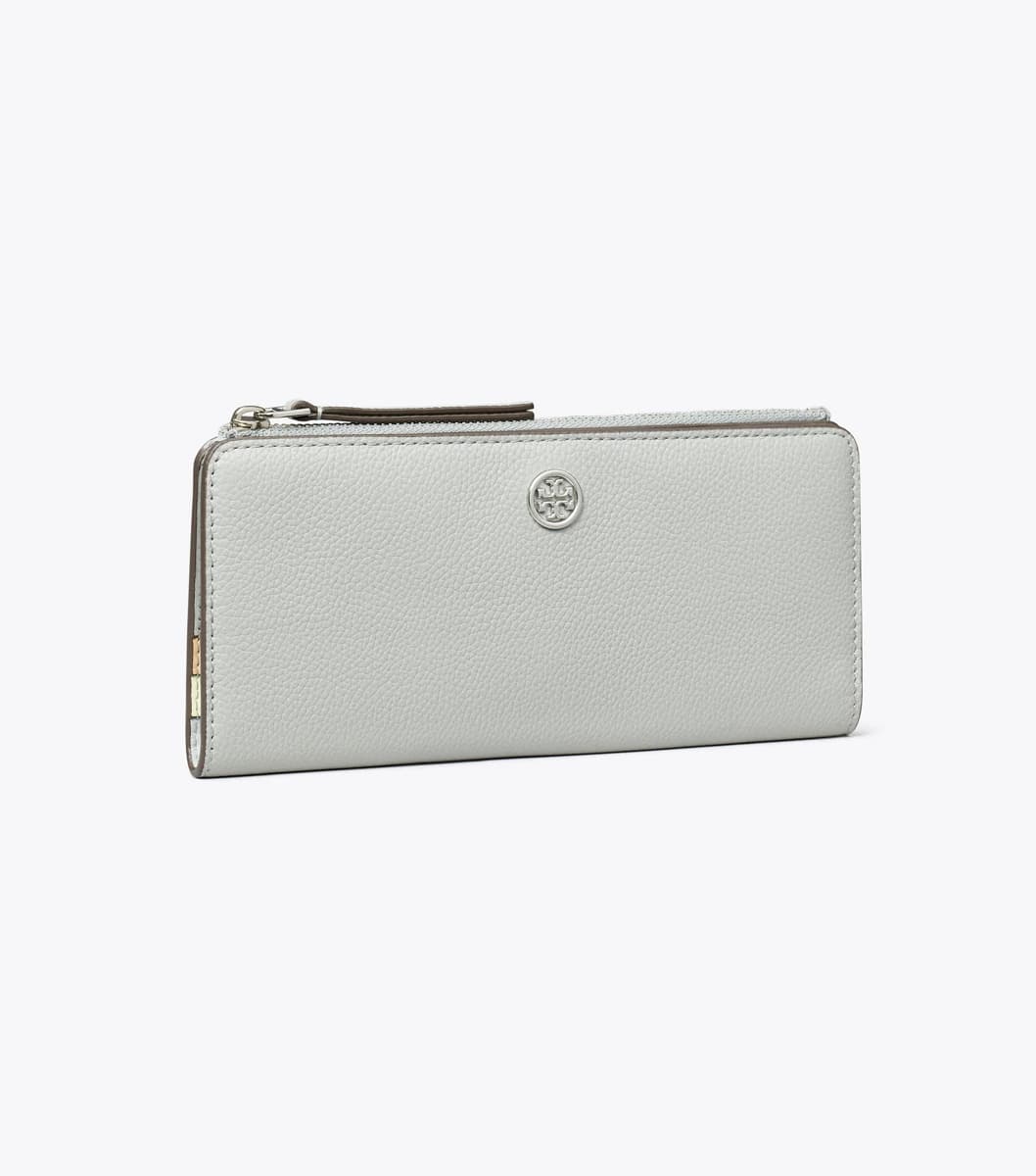 Robinson Pebbled Zip Slim Wallet in Light Granite