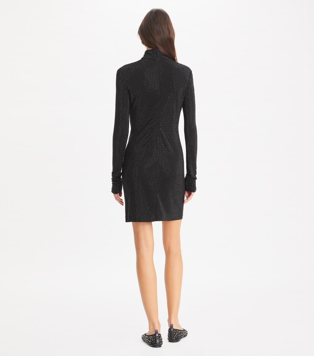 Embellished Viscose Turtleneck Dress angle 3