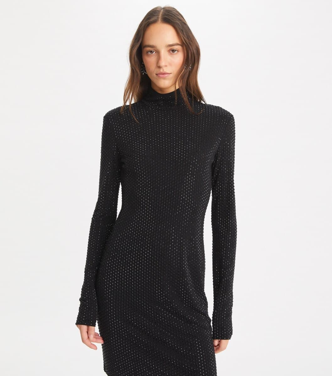 Embellished Viscose Turtleneck Dress angle 5