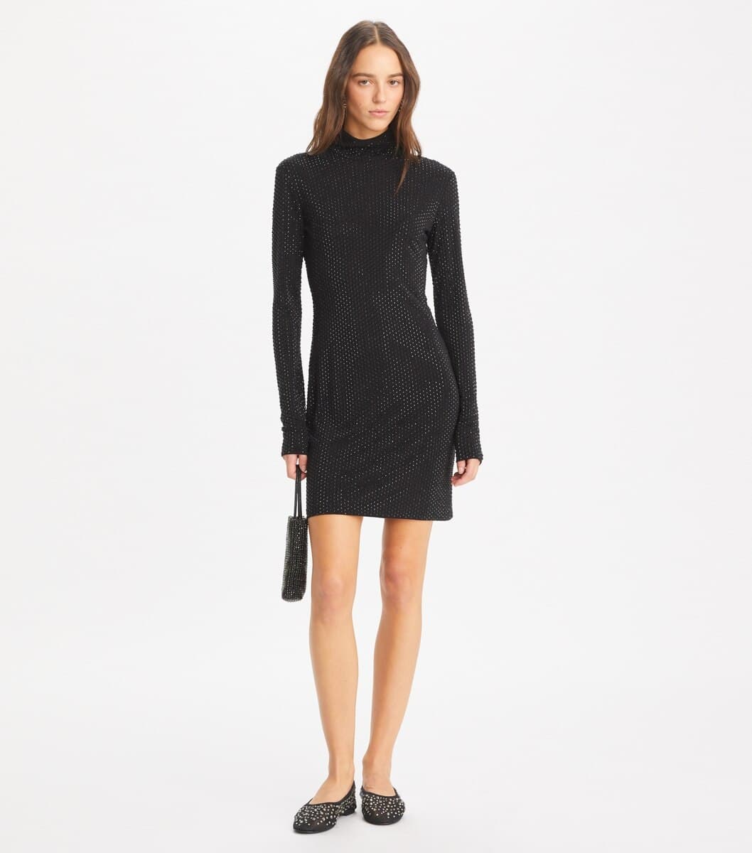 Embellished Viscose Turtleneck Dress angle 2