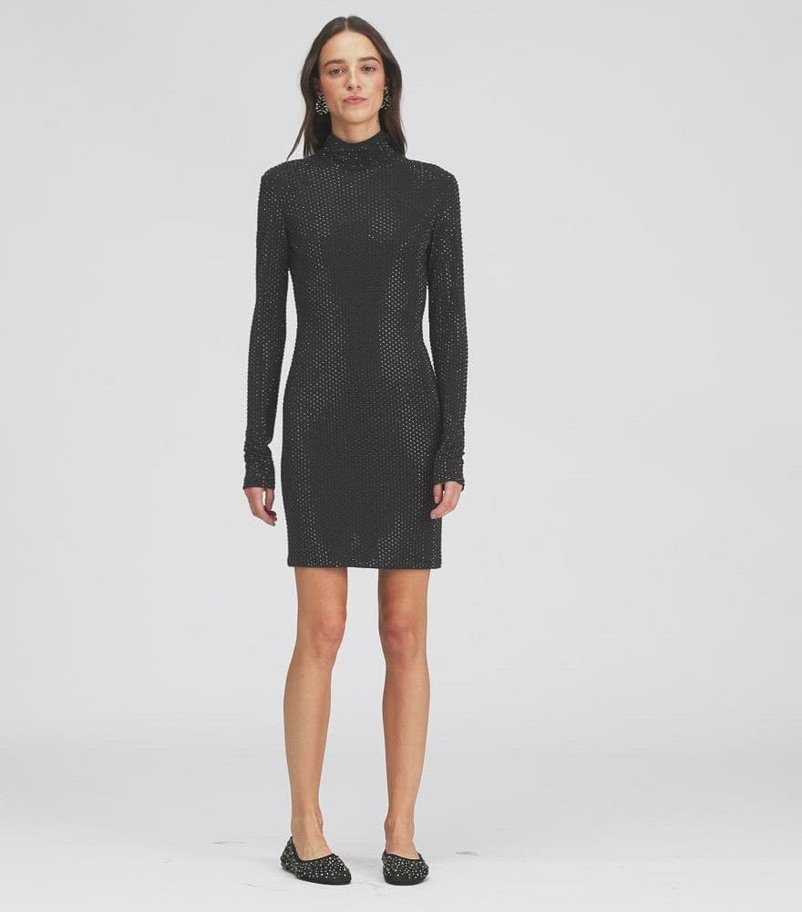 Embellished Viscose Turtleneck Dress angle 4