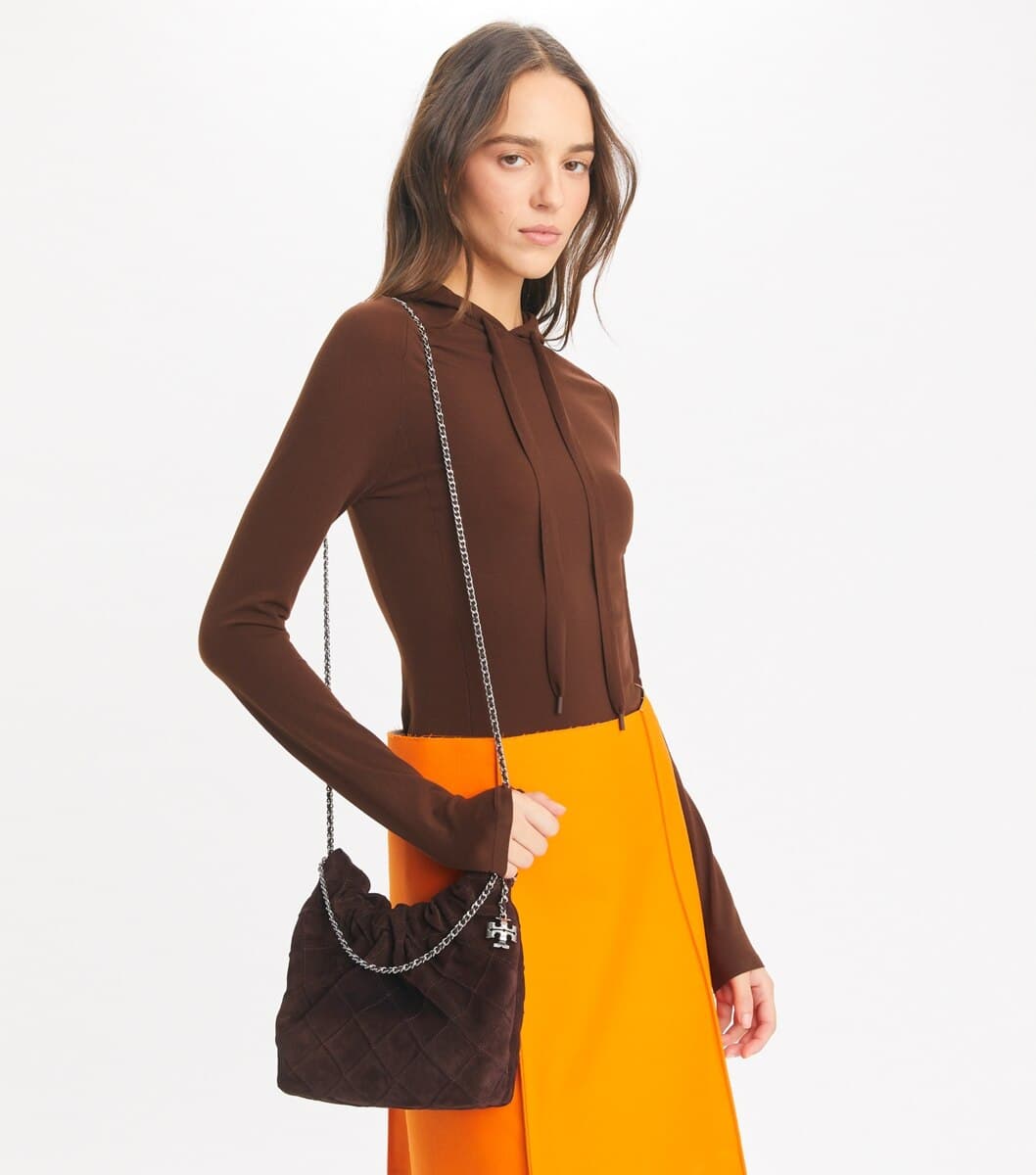 Mini Fleming Soft Suede Hobo Bag angle 2