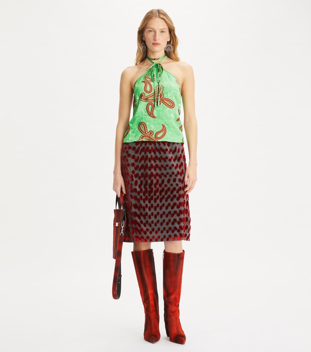 Satin Paisley Knot Top angle 3