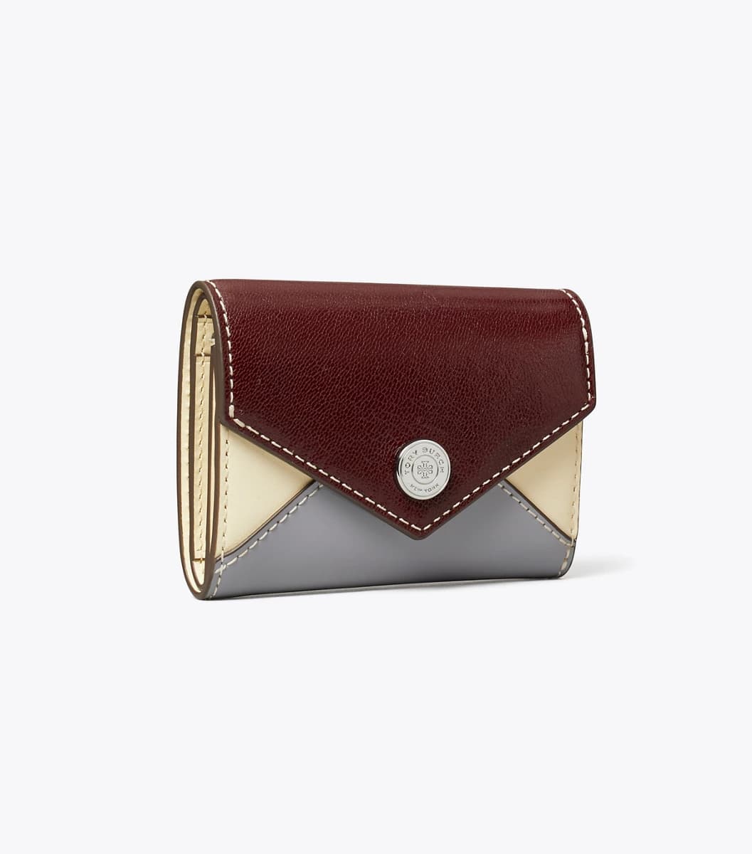 Small Leather Envelope Wallet in Dark Carmine Multi