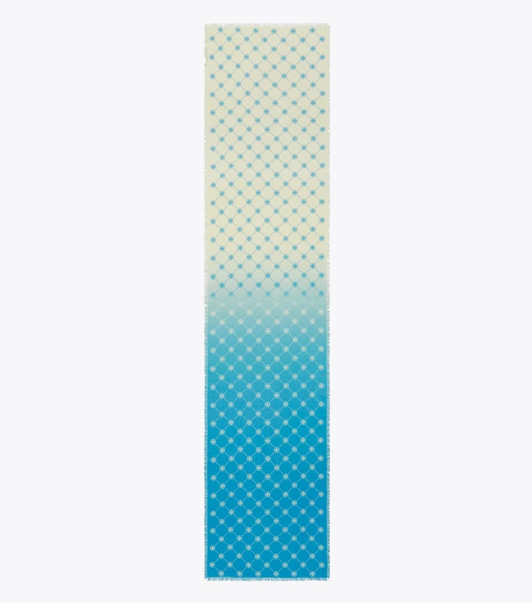 T Monogram Oblong Scarf in Blue