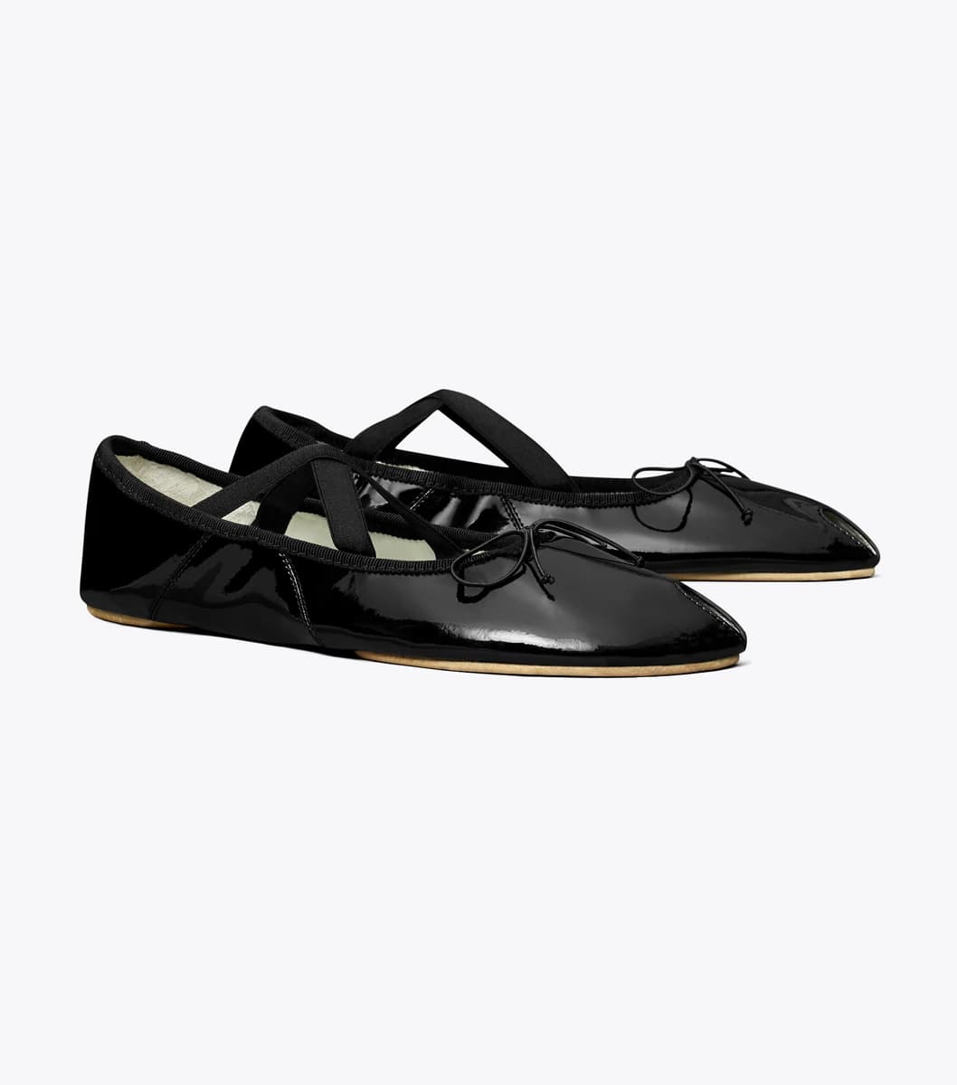 Peep-Toe Mary Jane Ballet in PERFECT BLACK