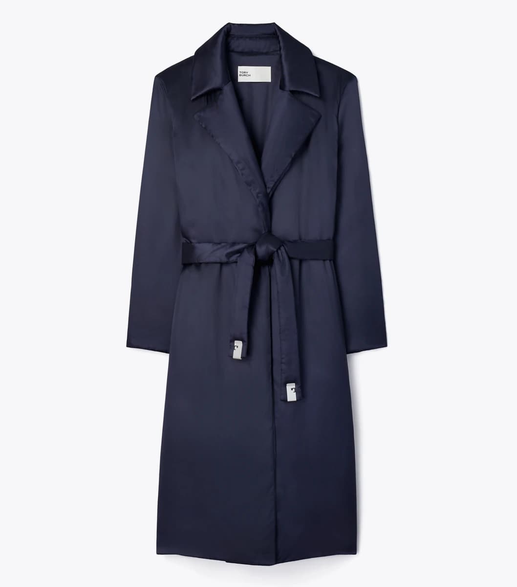 Viscose Padded Coat in Medium Navy