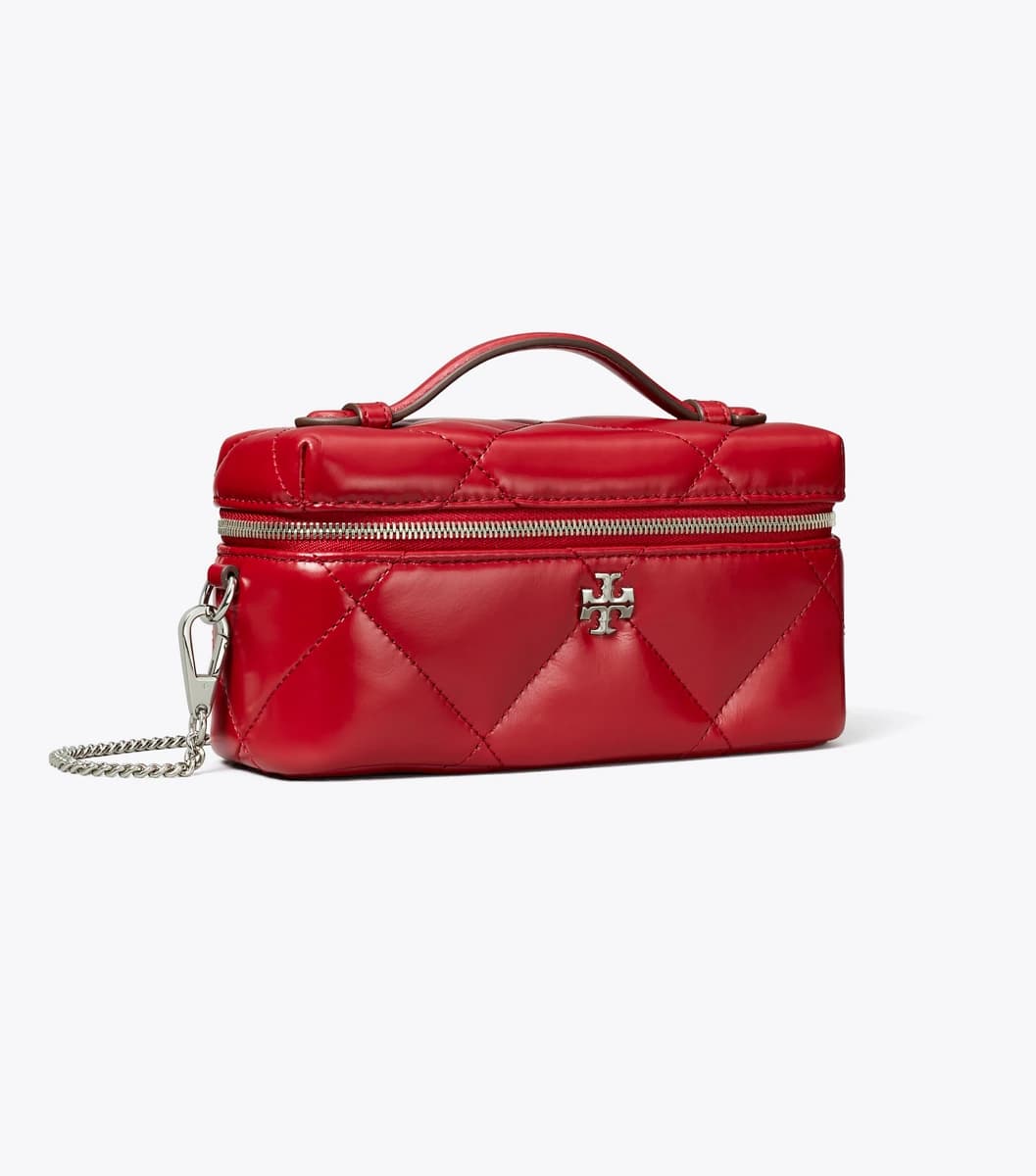 Kira Diamond Quilt East-West Vanity Case in Red