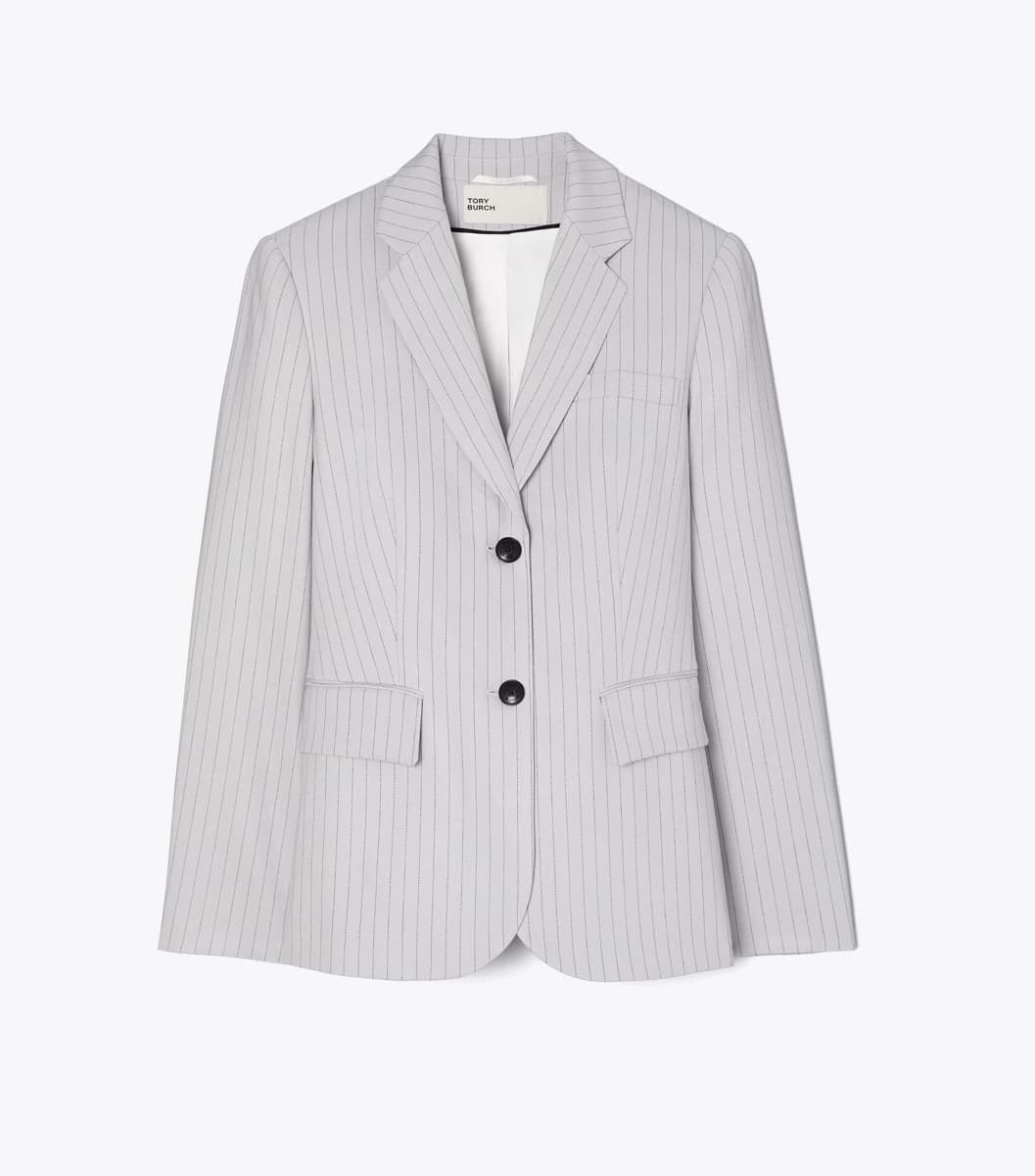 Viscose And Wool Blazer in Dark Gray Pinstripe