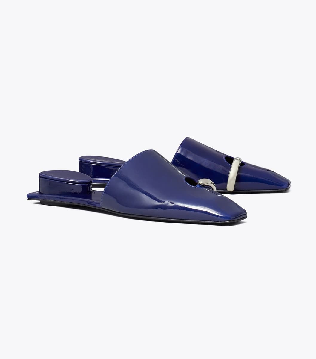 Pierced Mule in Dark Blue / Silver