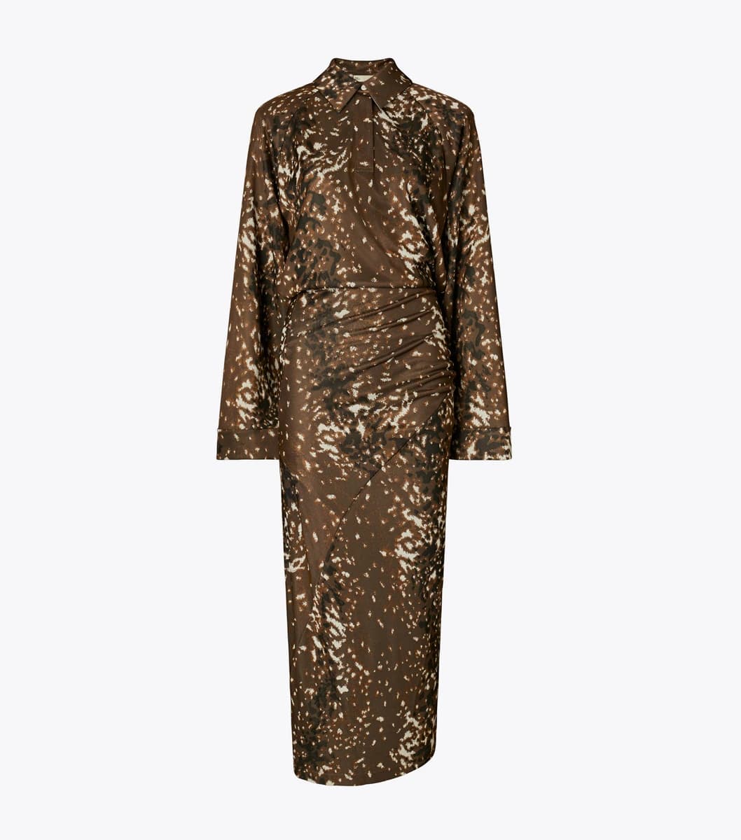 Viscose Shirtdress in Chocolate Brown Fawn