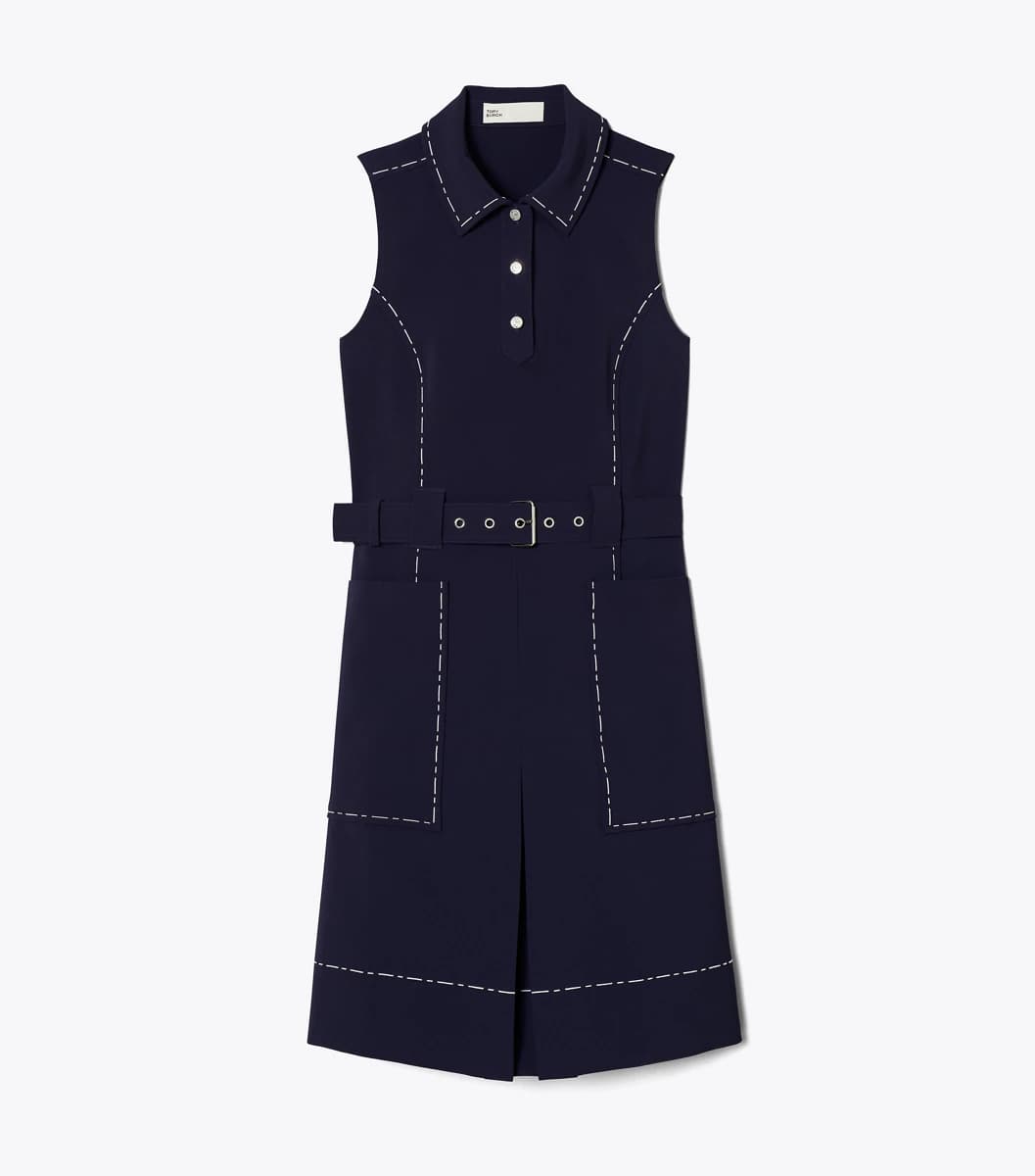 Pick Stitch Stretch Golf Dress in Deep Navy