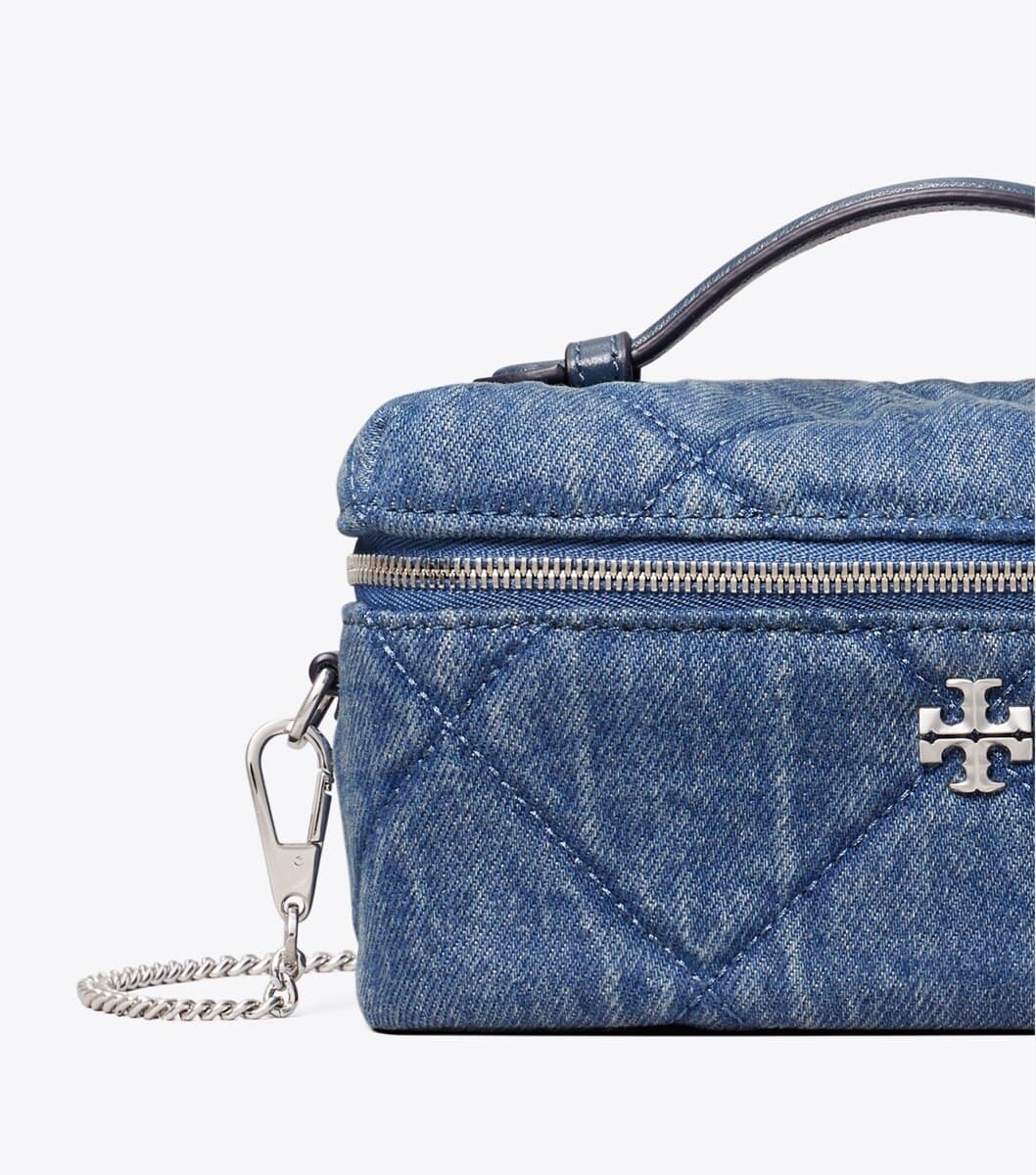 Kira Diamond Quilt Denim Vanity Case angle 4