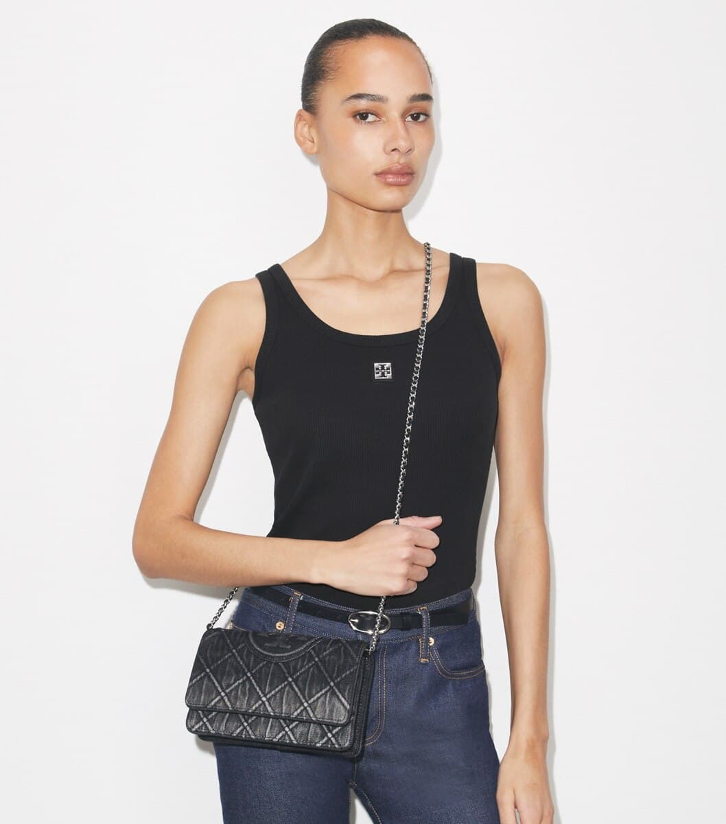 Fleming Denim Chain Crossbody angle 2