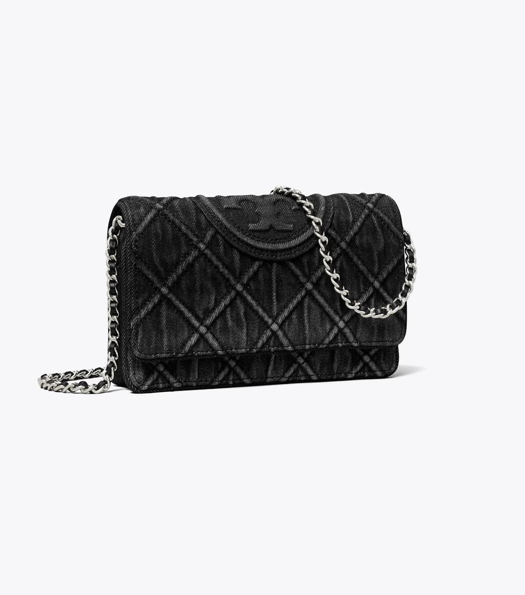 Fleming Denim Chain Crossbody in Black