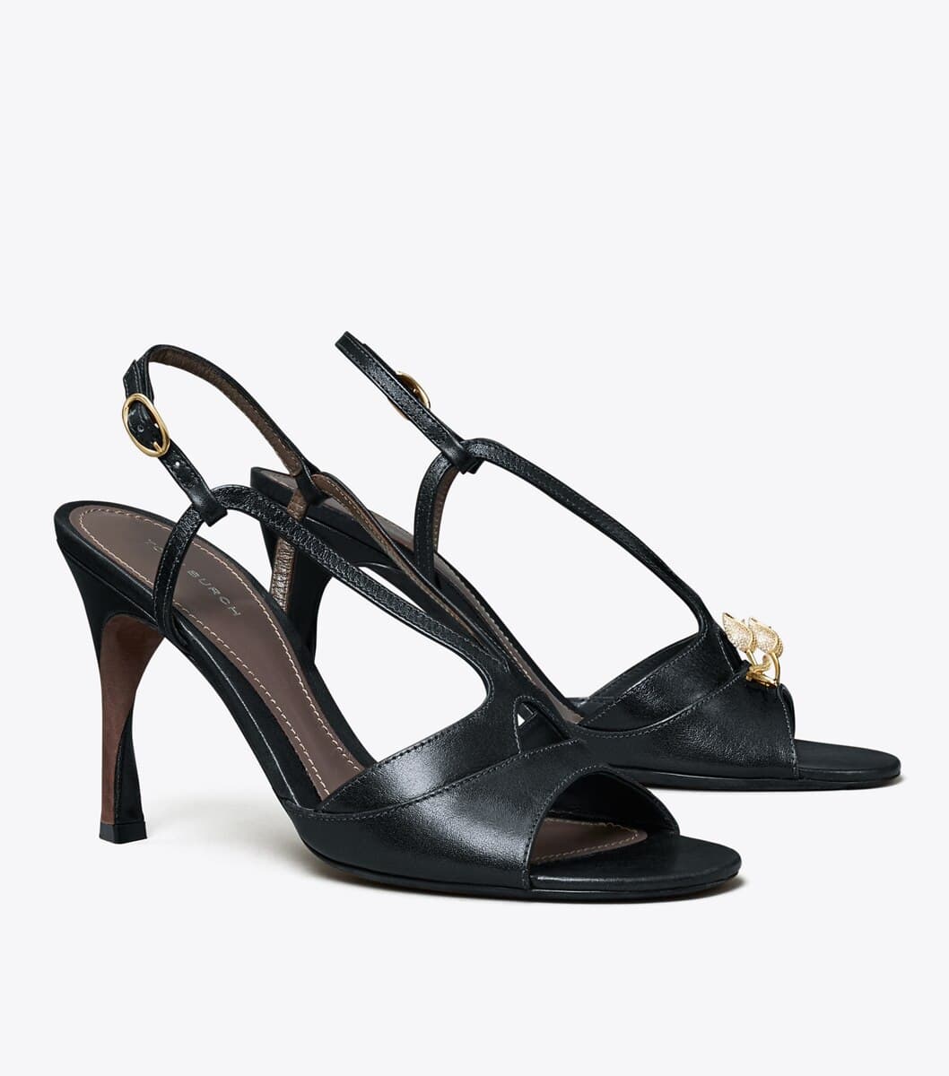 Twisted Heel Sandal in BLACK