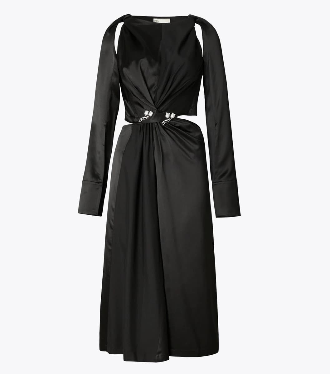 Twisted Viscose Dress in Black