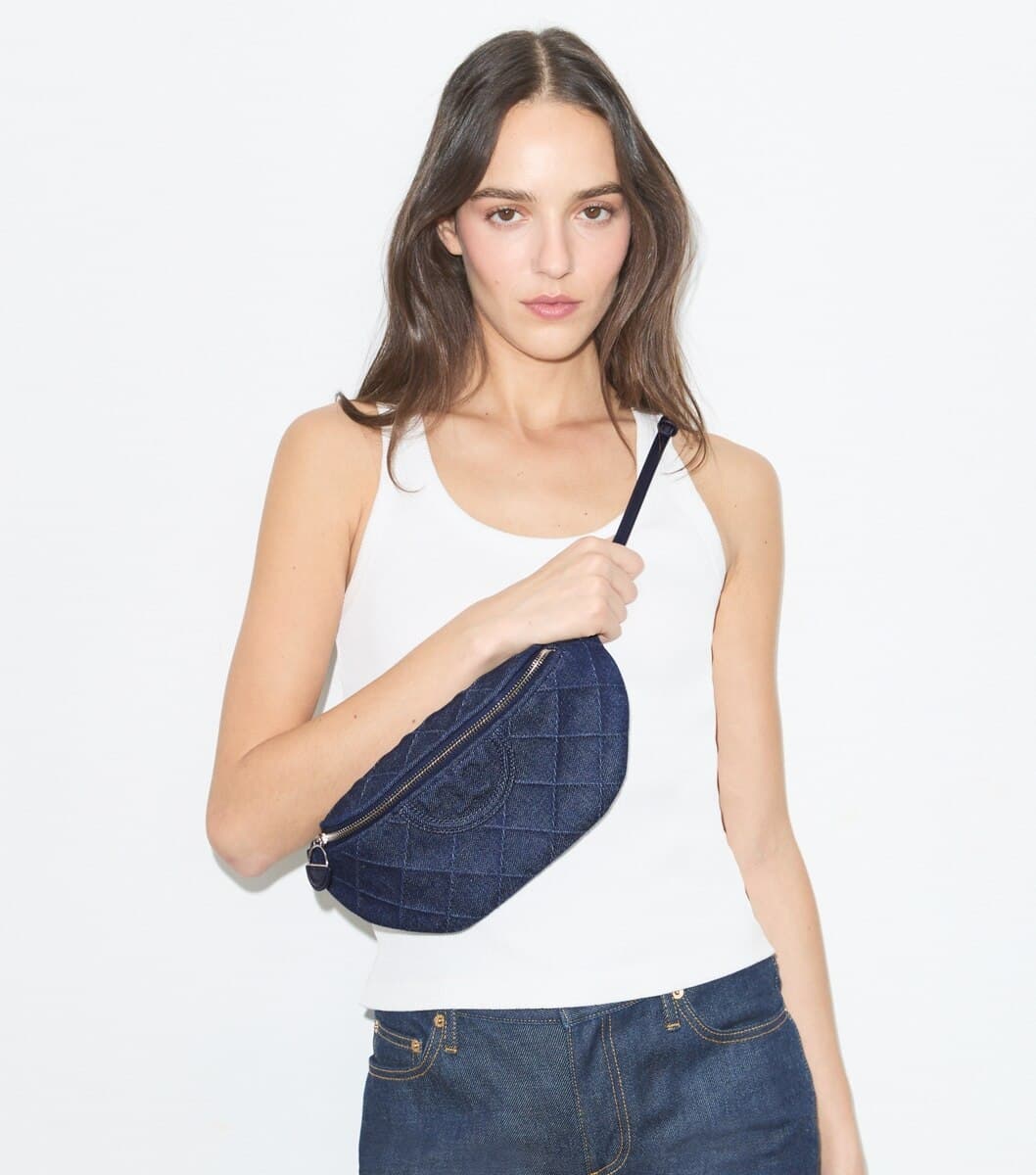 Fleming Denim Charm Belt Bag angle 2
