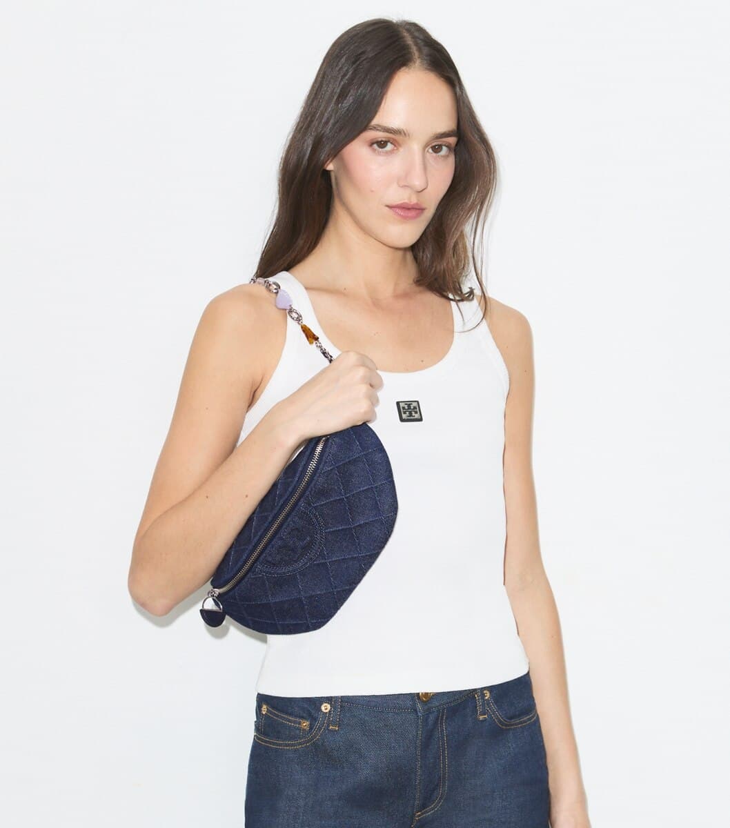 Fleming Denim Charm Belt Bag angle 3
