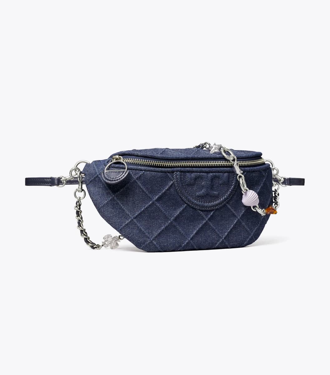 Fleming Denim Charm Belt Bag in Blue