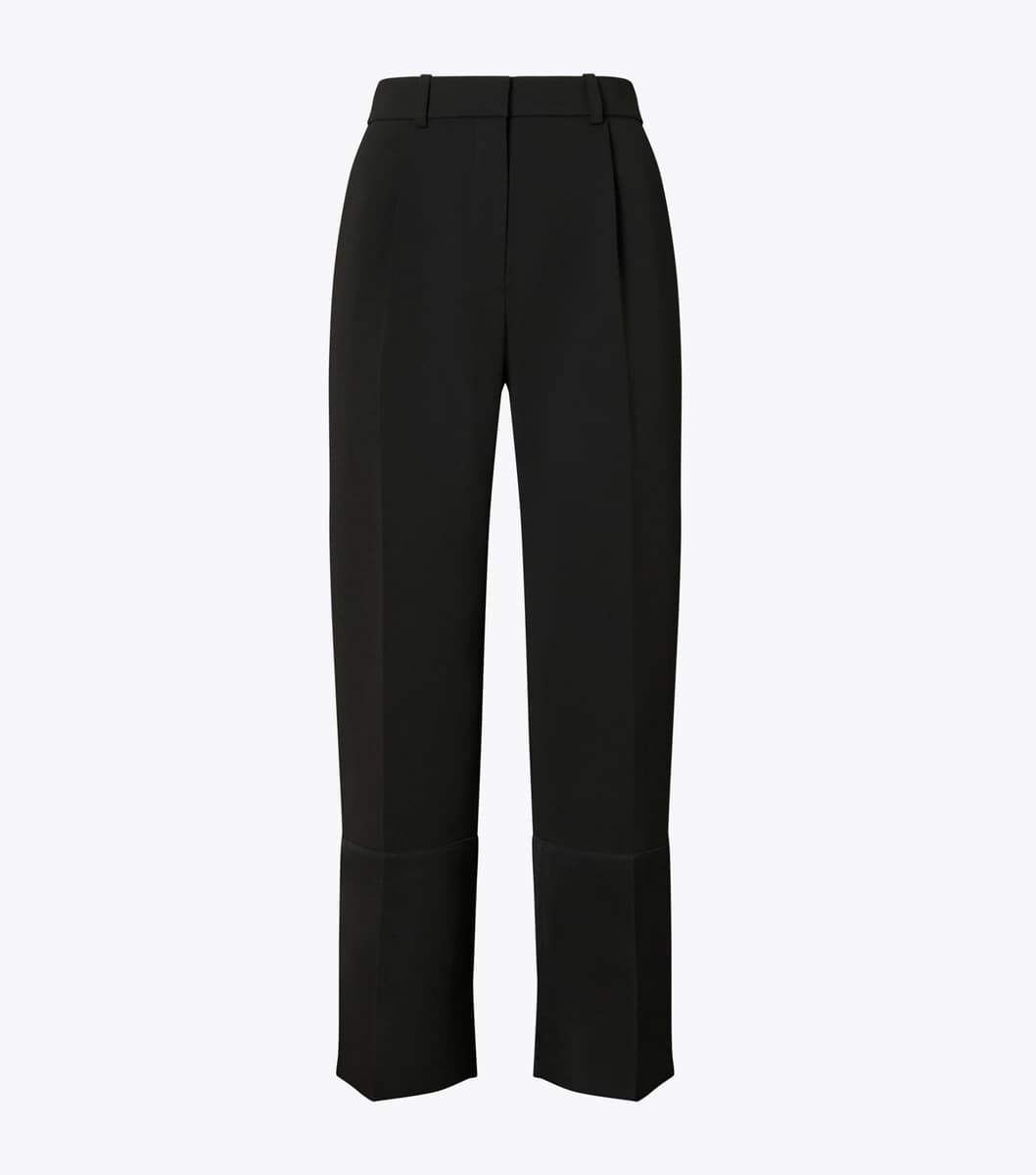 Cropped Crepe Pant in Black
