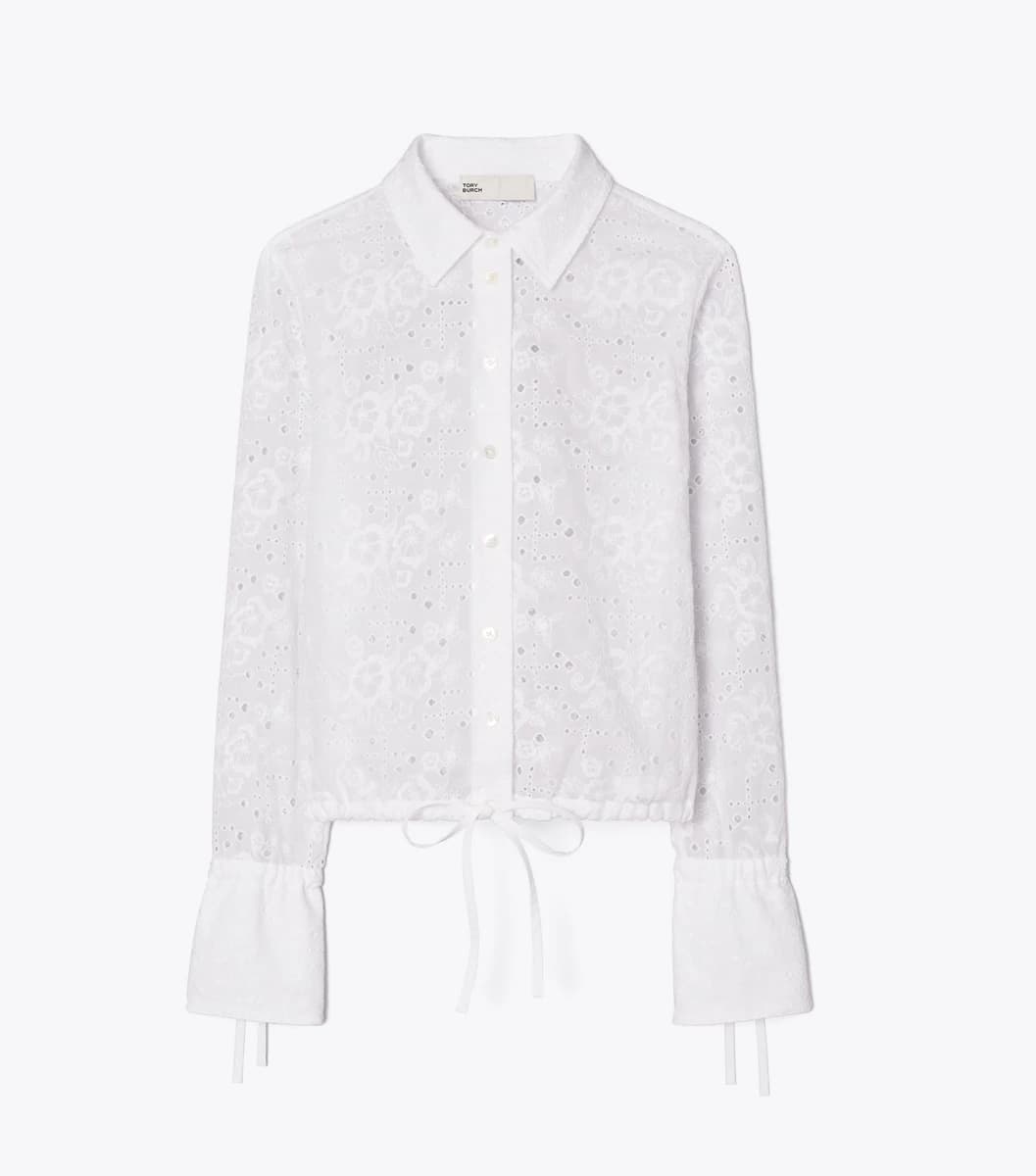 Cotton Eyelet Blouse in White