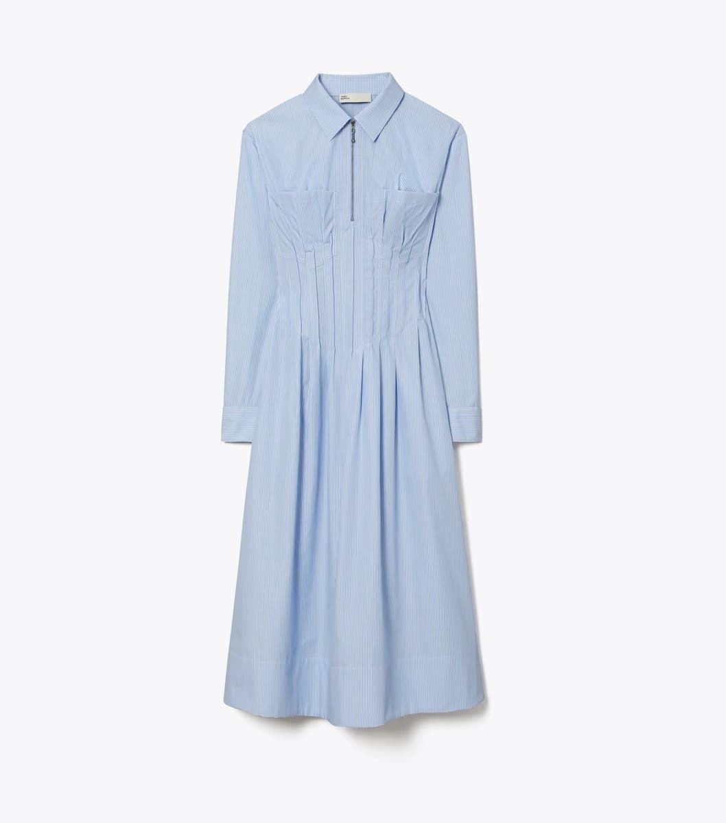 Striped Shirtdress in Blue Stripe